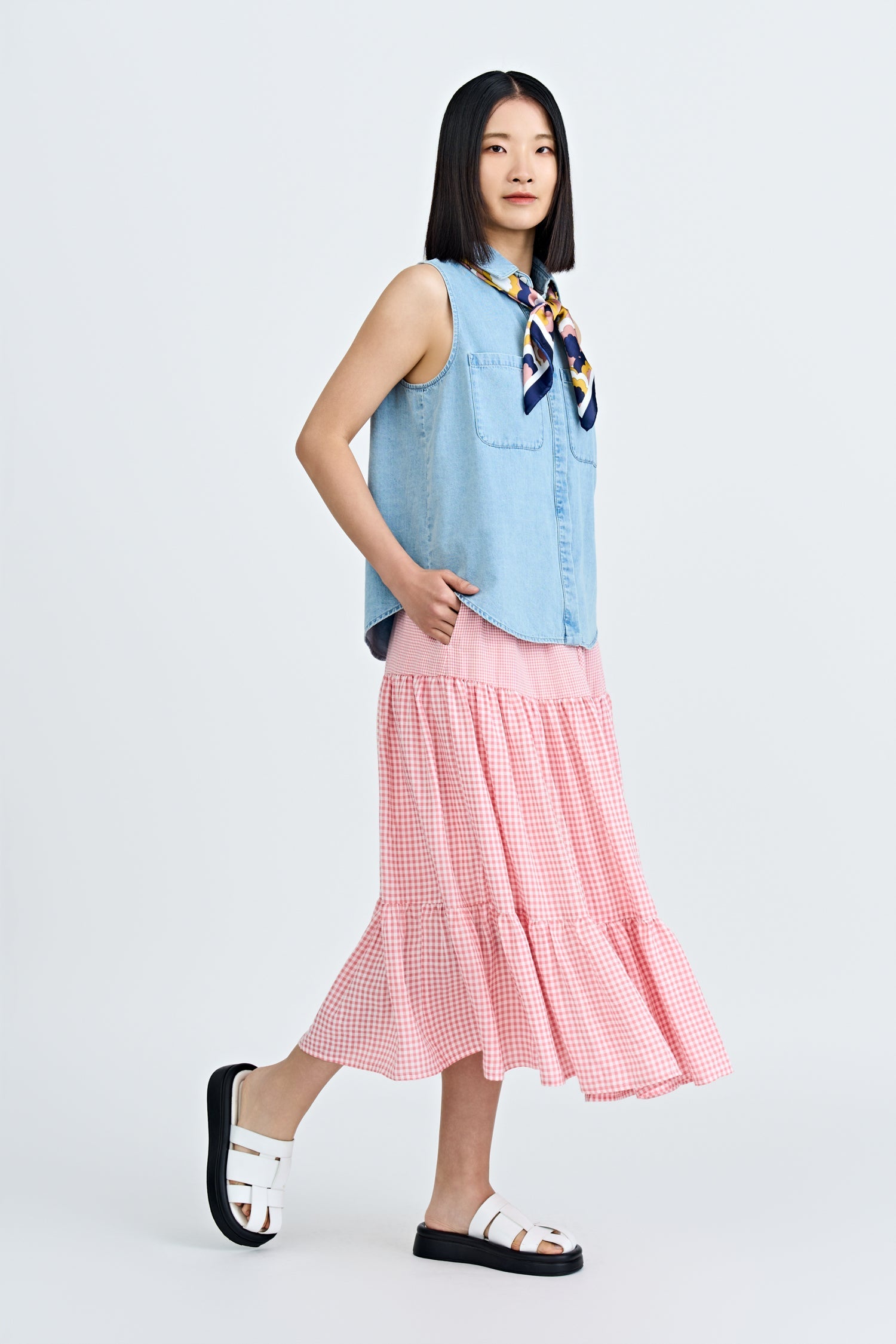 Denim Sleeveless Blouse - Light Denim