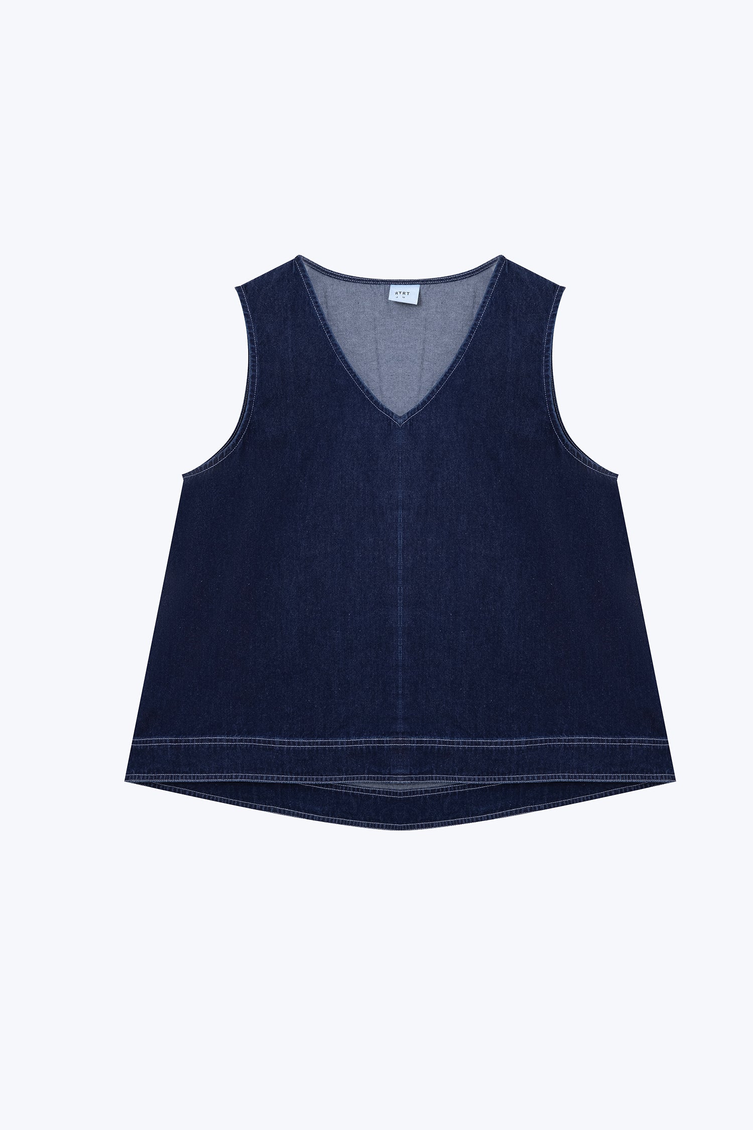 Denim V-Neck Blouse - Dark Denim