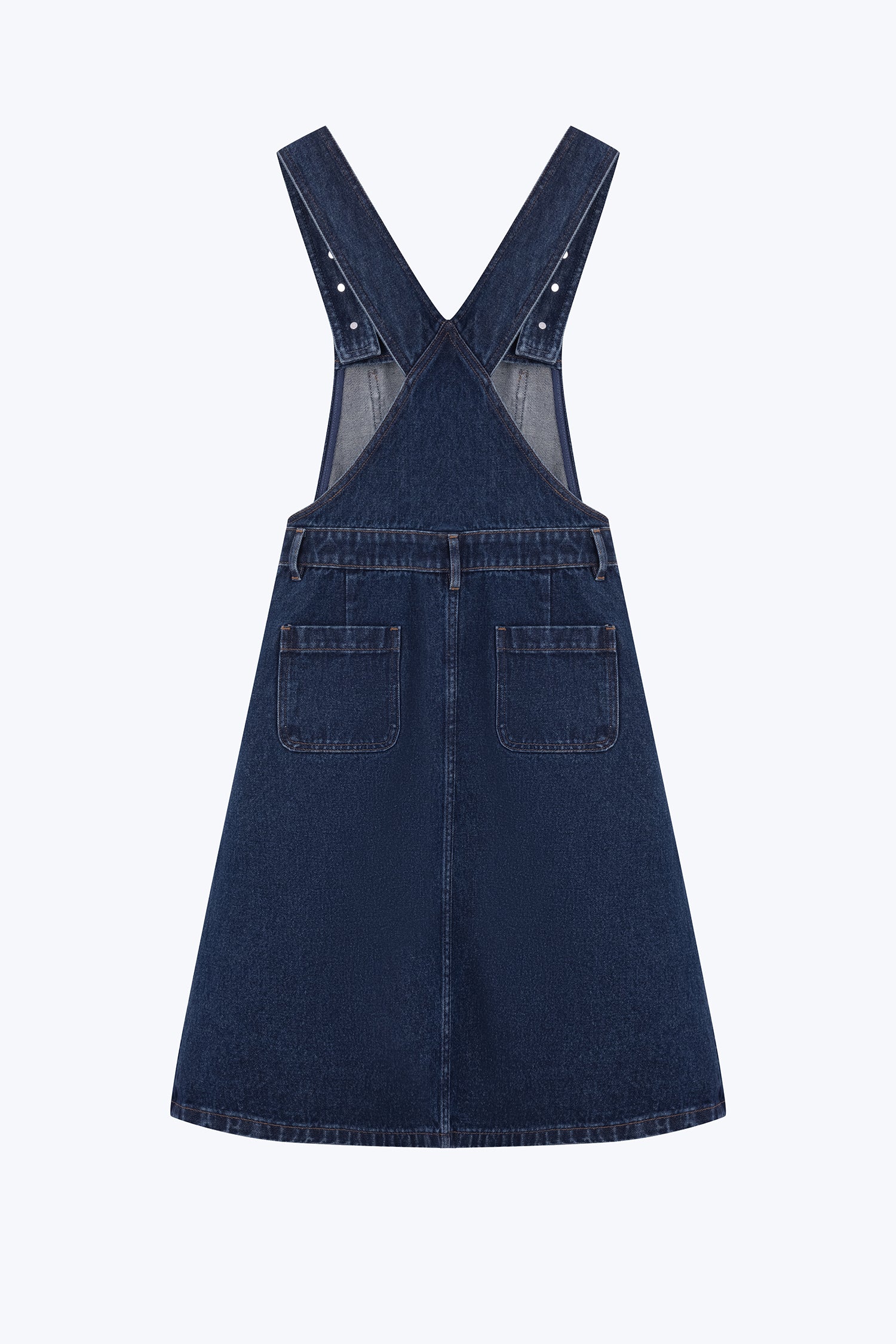 Denim Flared Dungaree Dress - Dark Denim [AT]