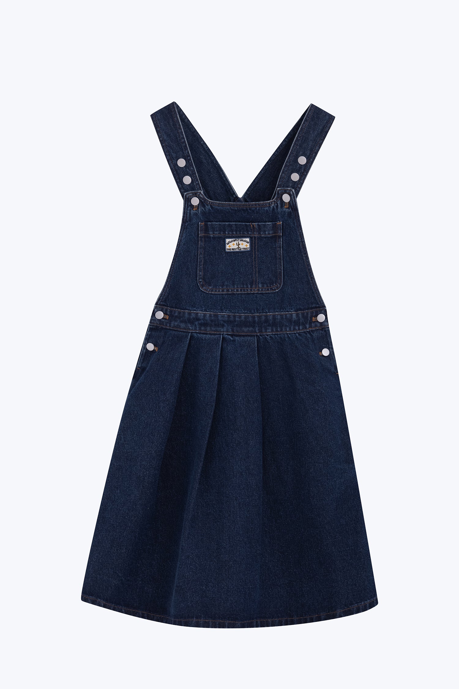 Denim Flared Dungaree Dress - Dark Denim [AT]