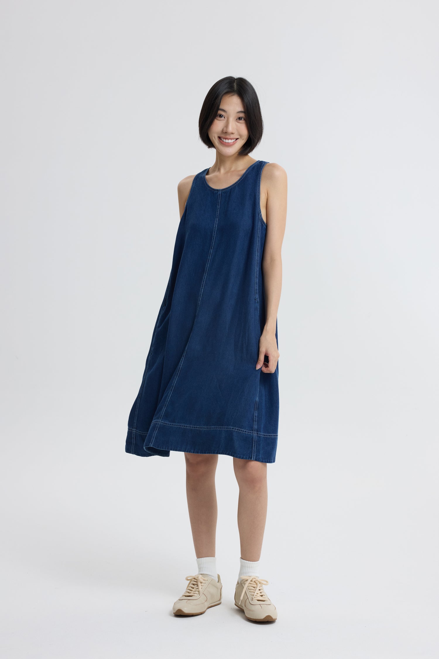 Denim Sleeveless Dress - Dark Denim