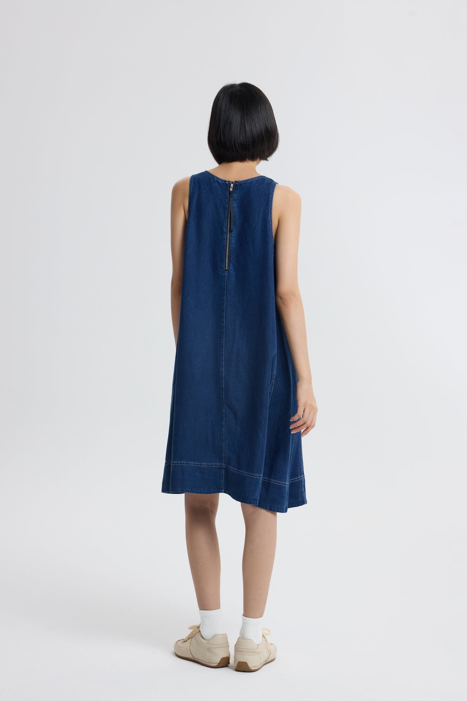 Denim Sleeveless Dress - Dark Denim