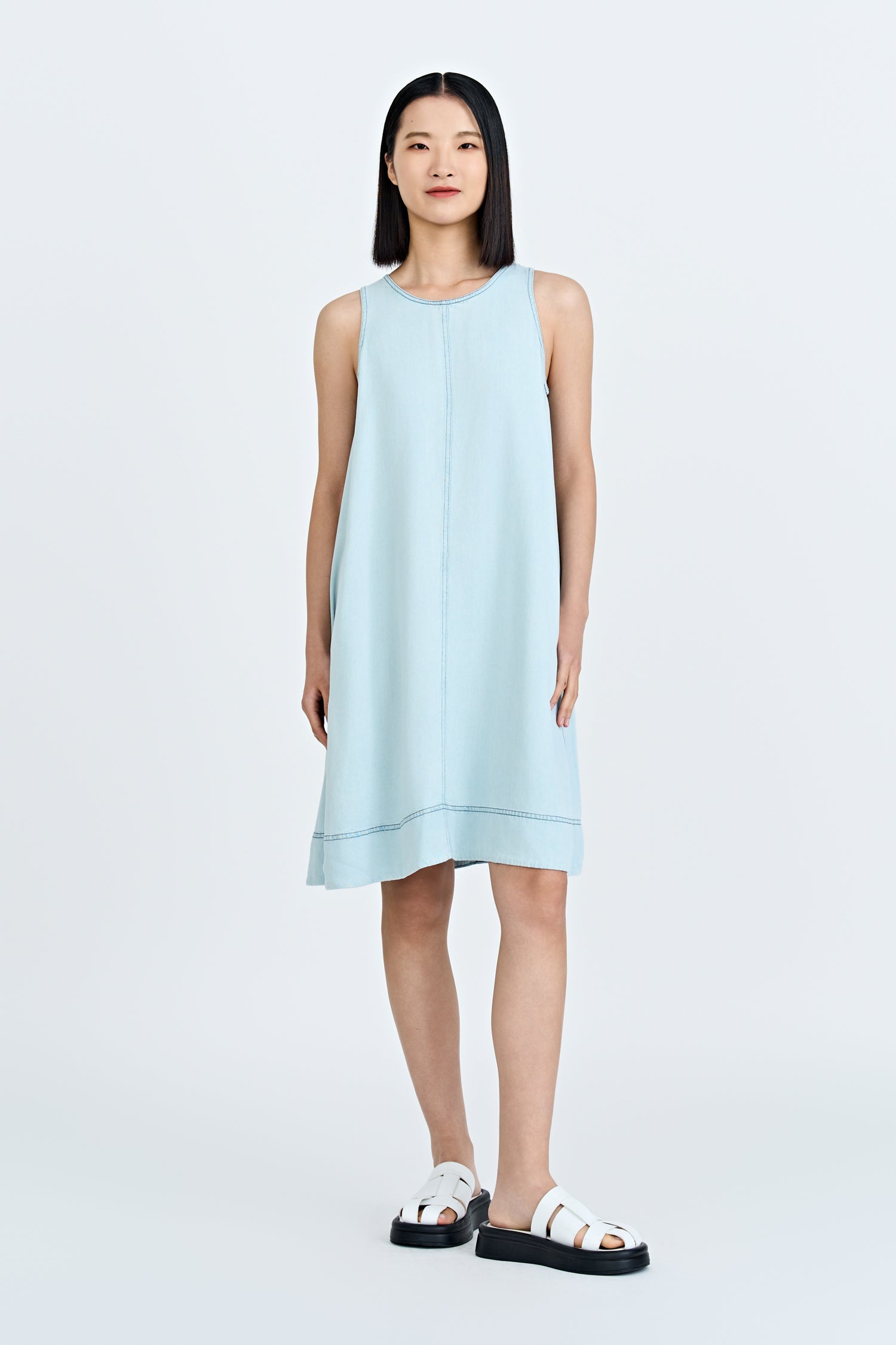 Denim Sleeveless Dress - Light Denim