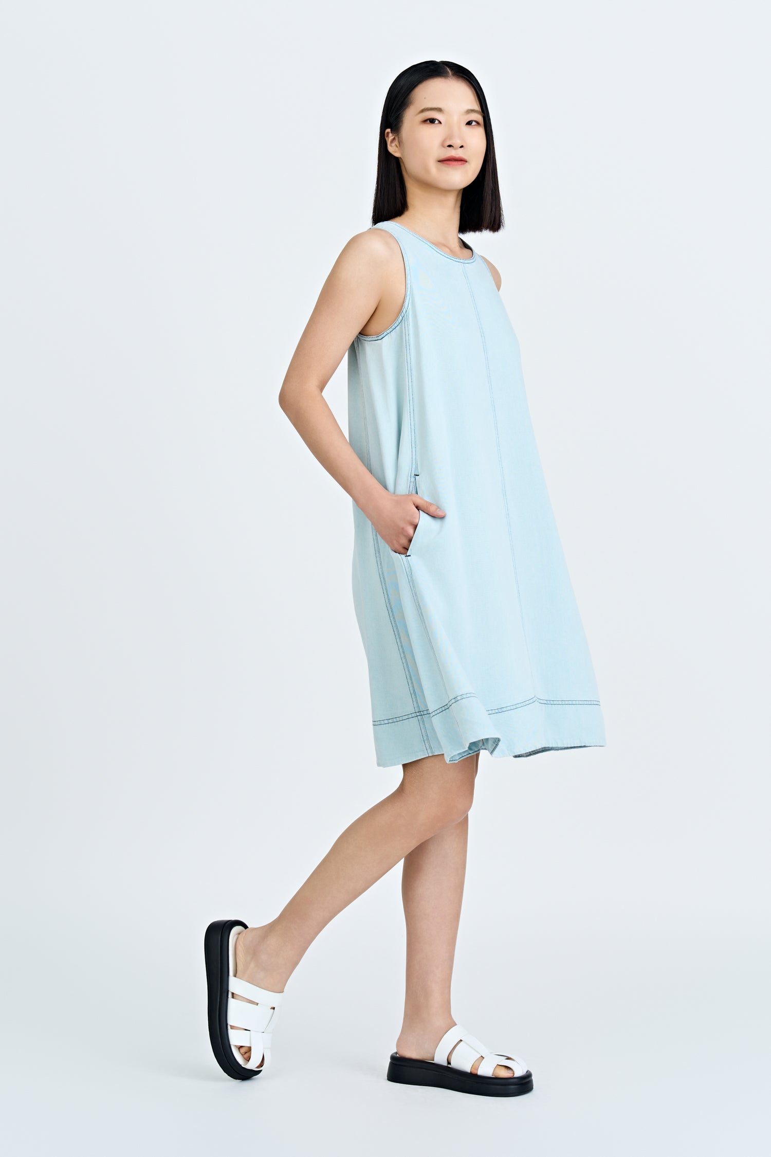 Denim Sleeveless Dress - Light Denim
