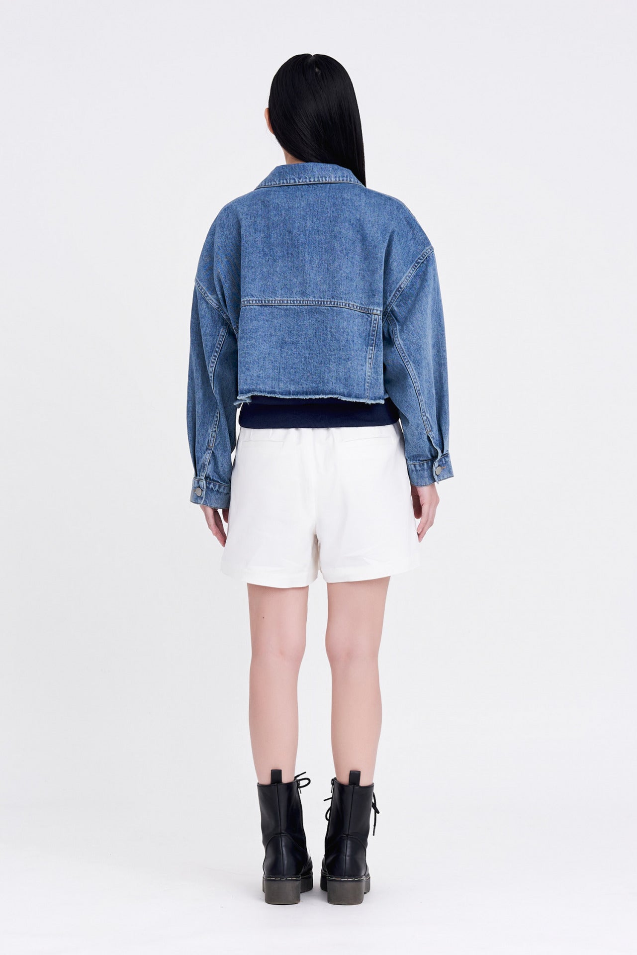 Cropped Denim Jacket - Denim