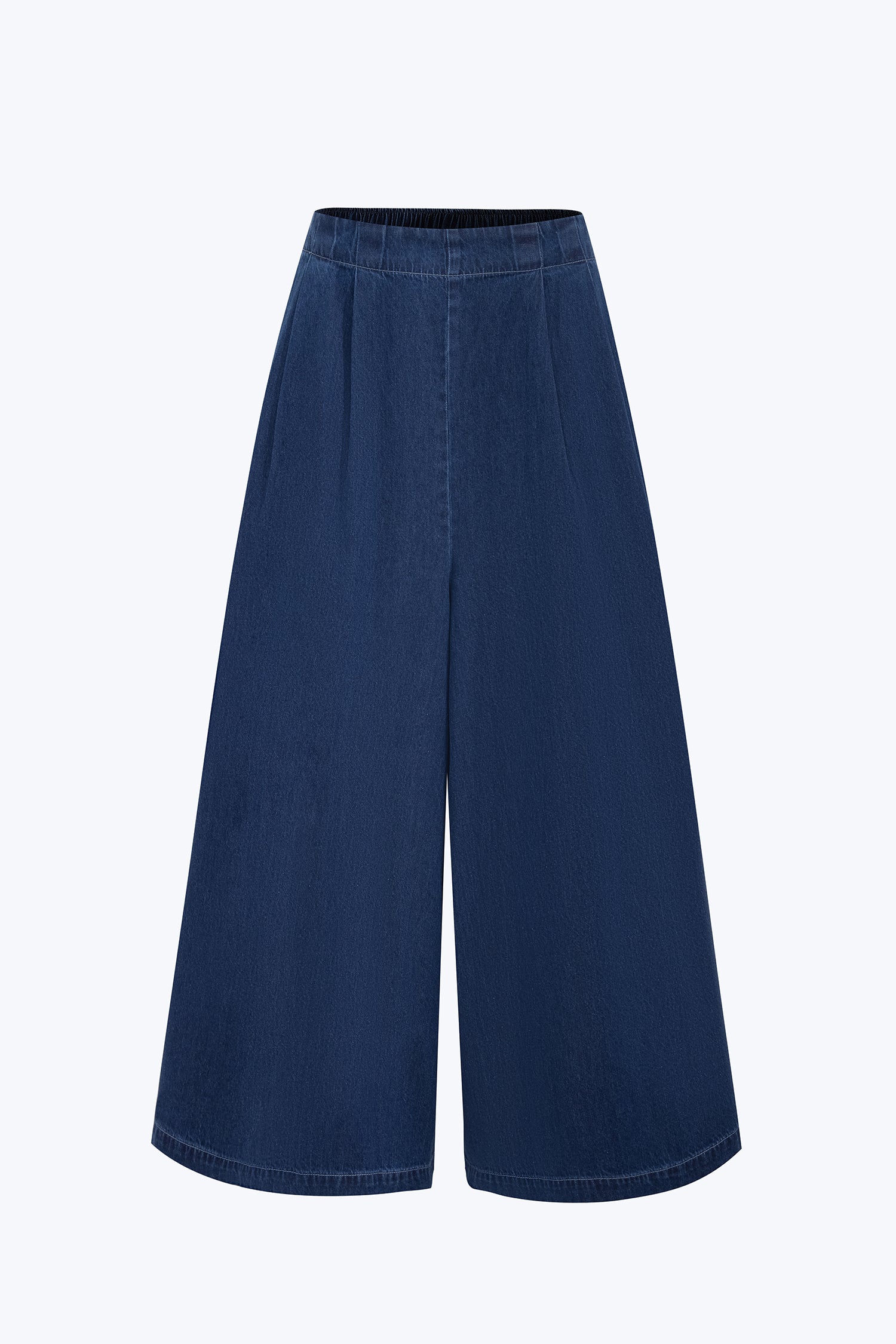 Denim Pleated Culottes - Dark Denim
