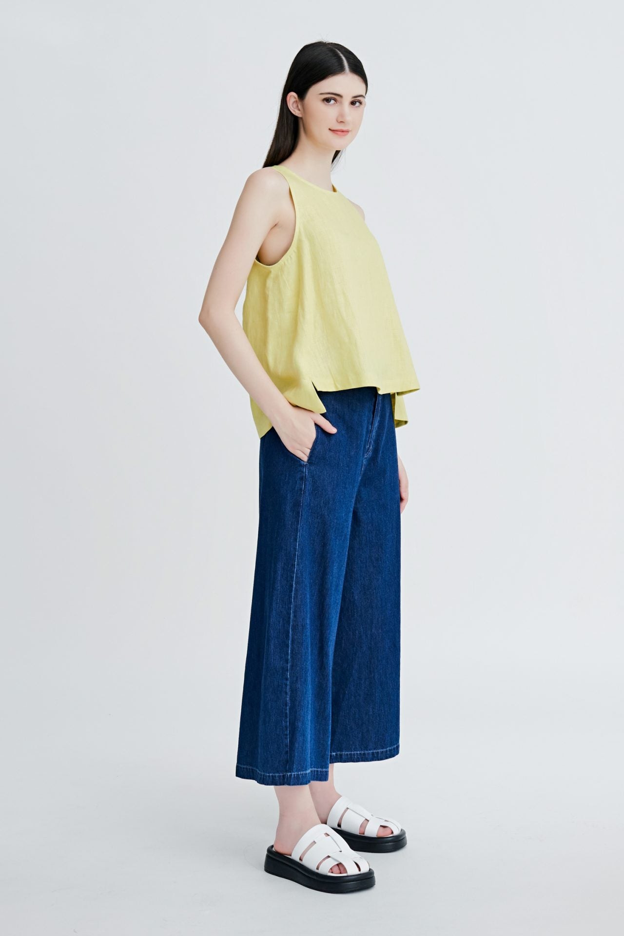 Denim Straight Trousers - Dark Denim