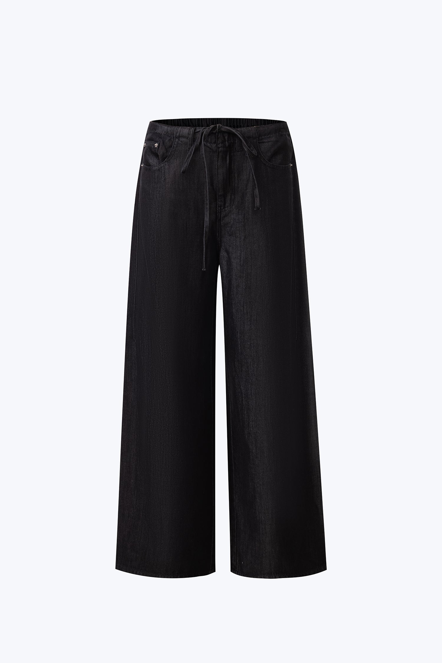 Straight Leg Denim Trousers - Black