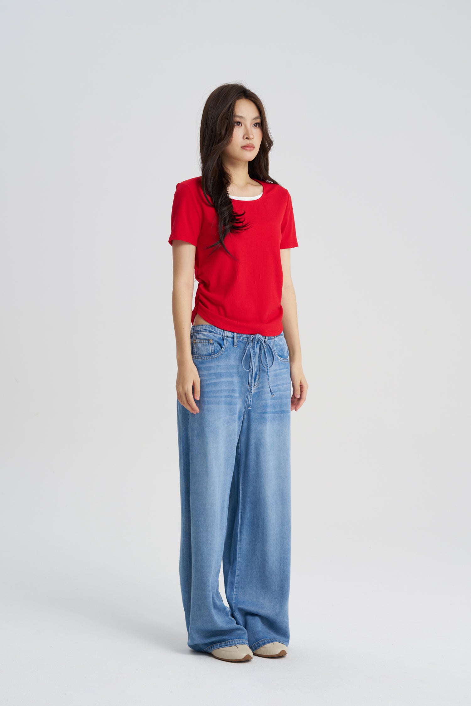 Straight Leg Denim Trousers - Denim