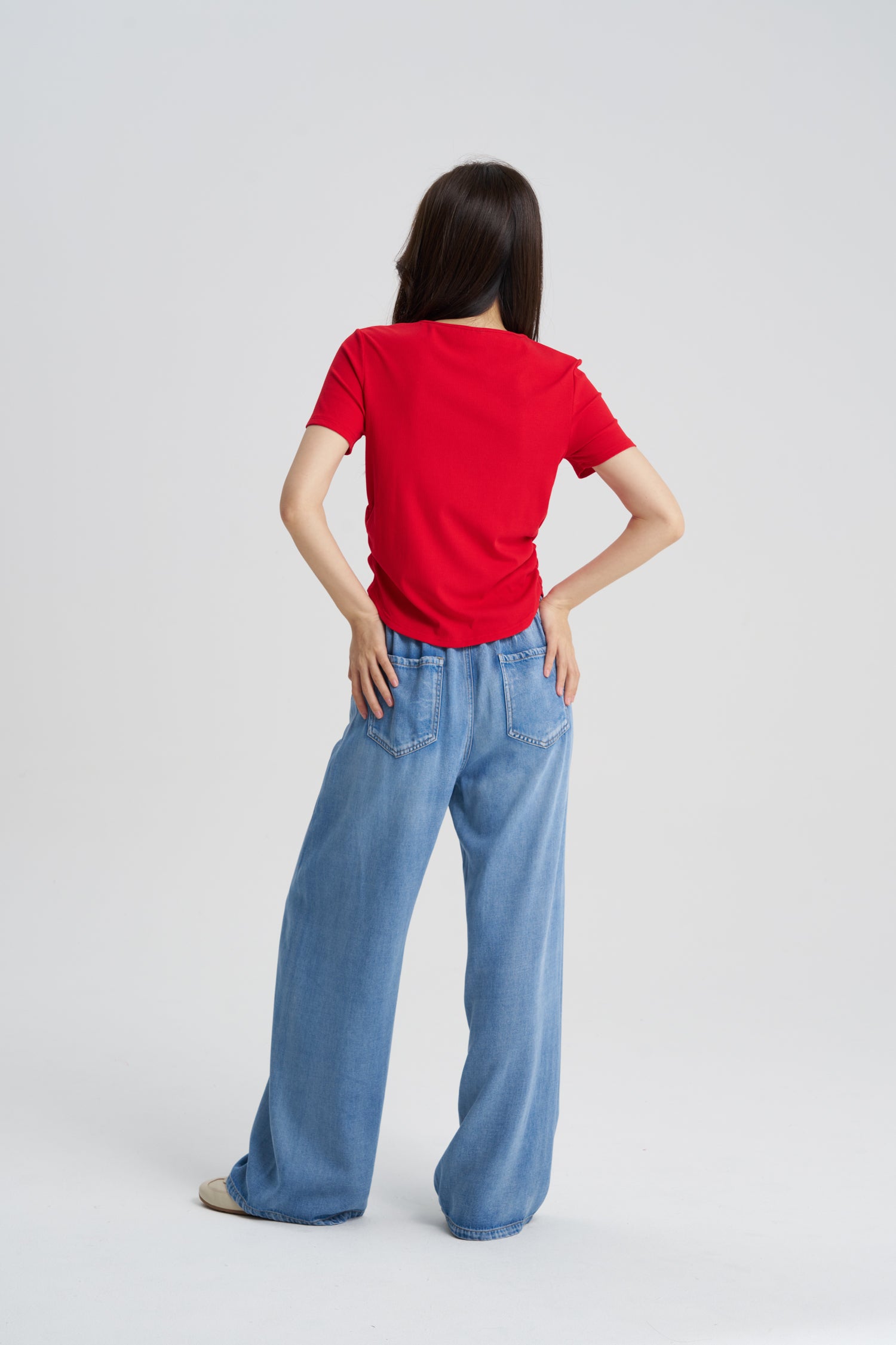 Straight Leg Denim Trousers - Denim