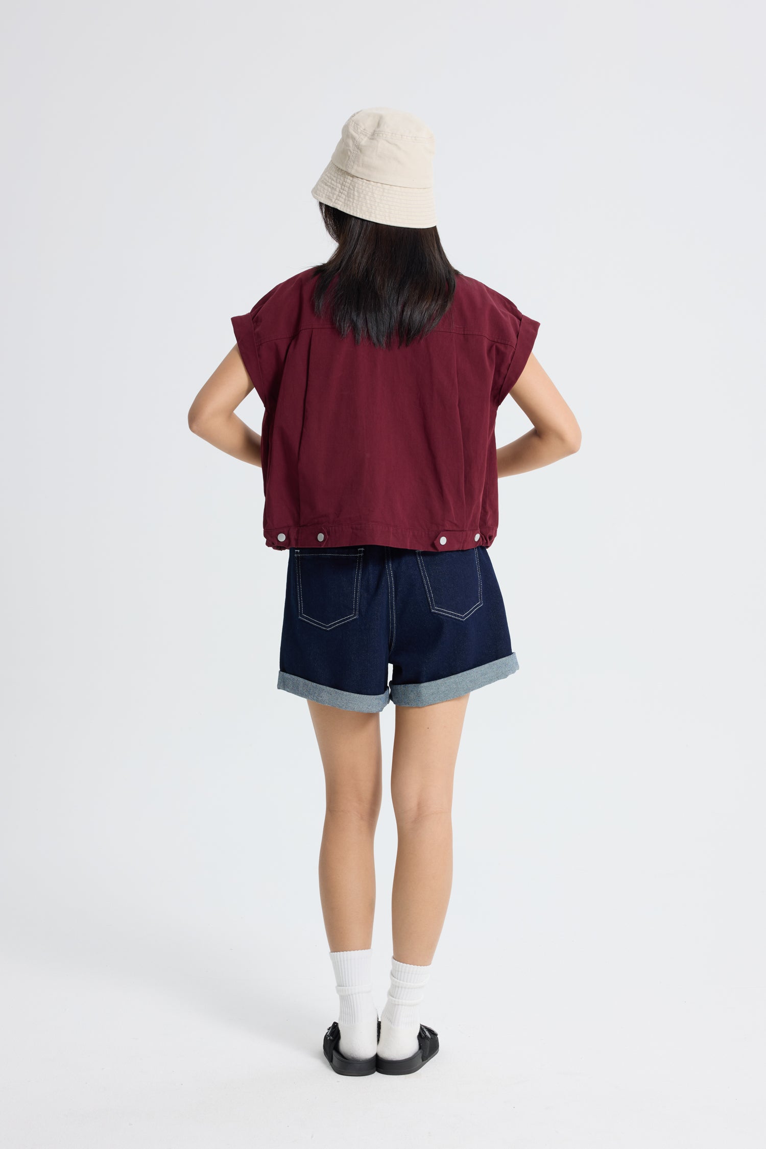 Denim Paper Bag Shorts - Dark Denim
