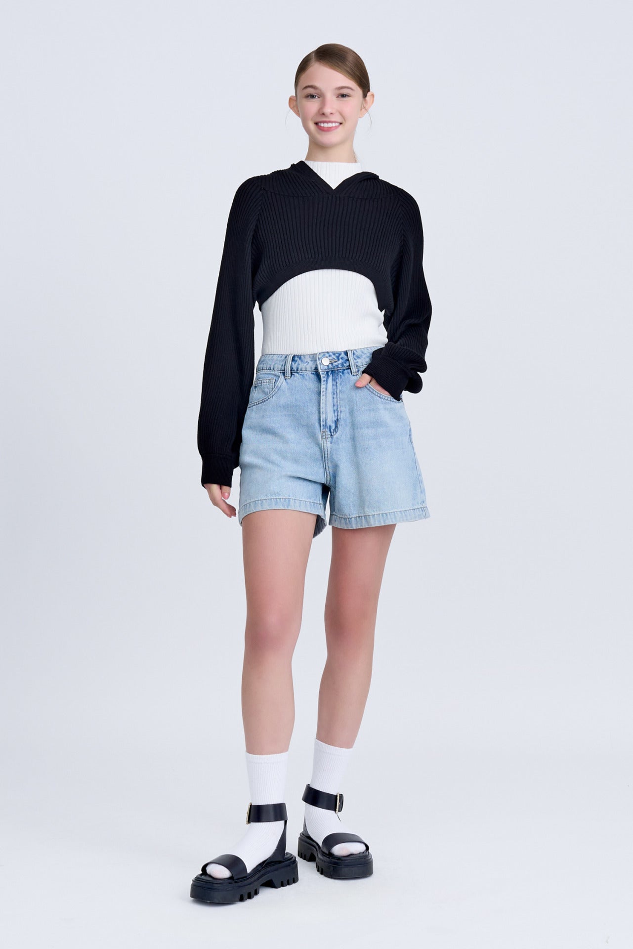 Denim High-Waisted Shorts [AT]