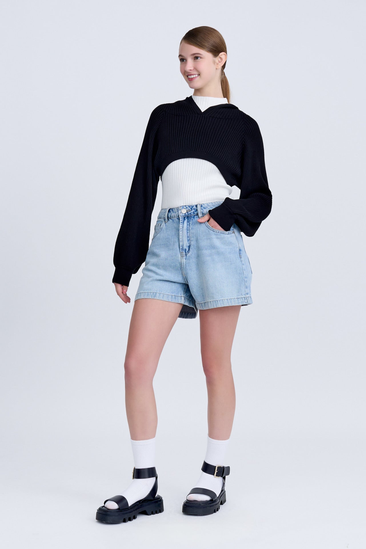 Denim High-Waisted Shorts [AT]
