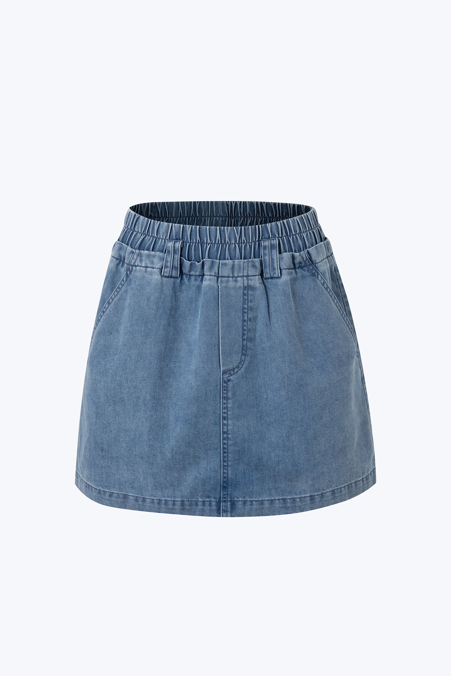 Denim Double Waistband Skort - Denim
