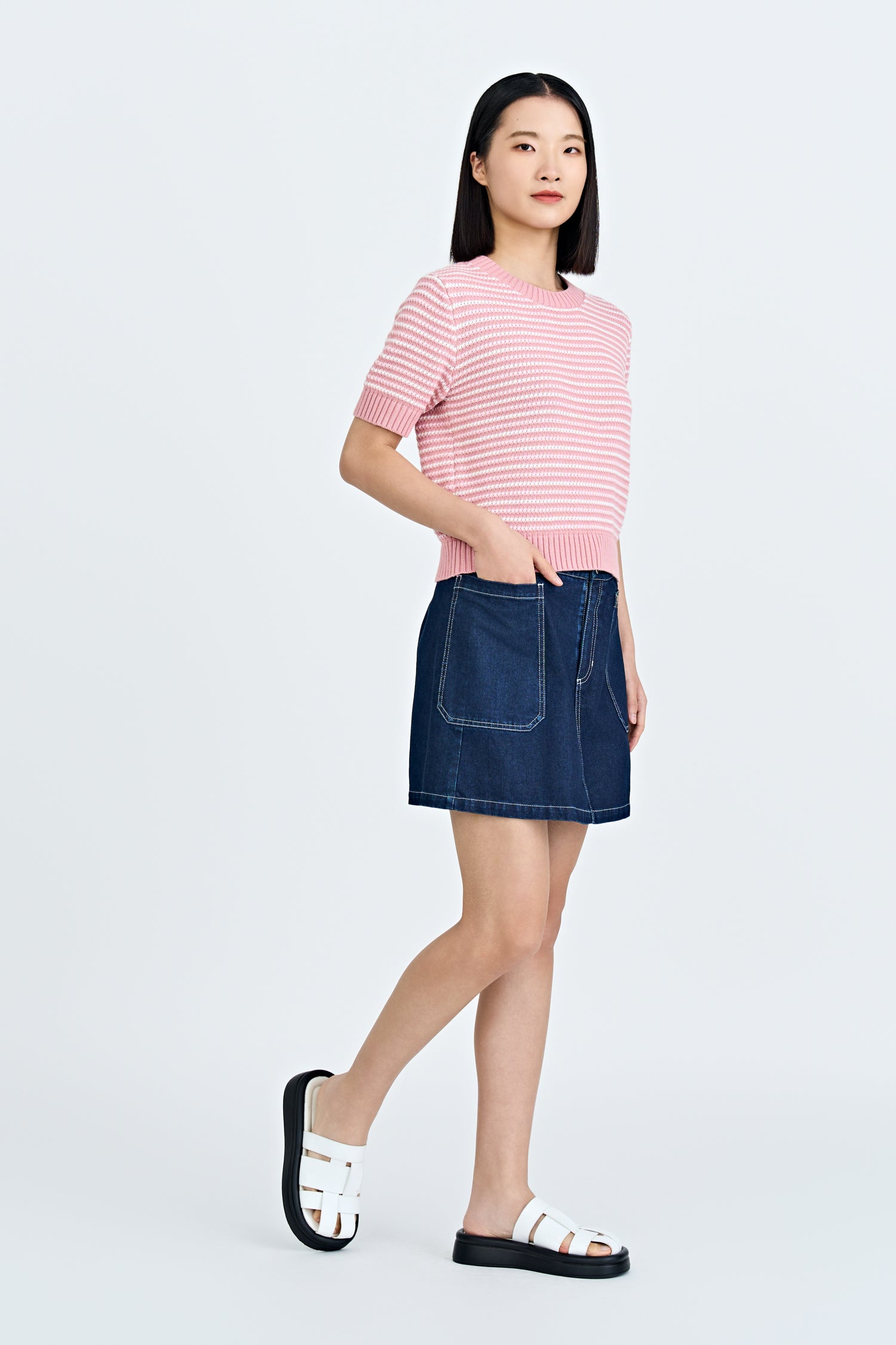 Patch Pocket Skort - Dark Denim