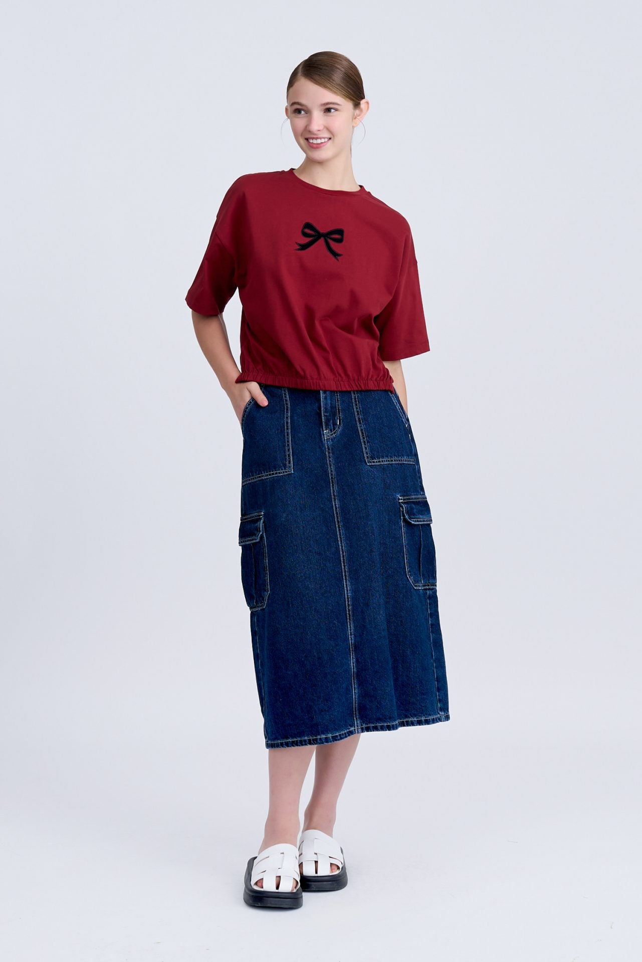 Denim Cargo Skirt - Dark Denim [AT]