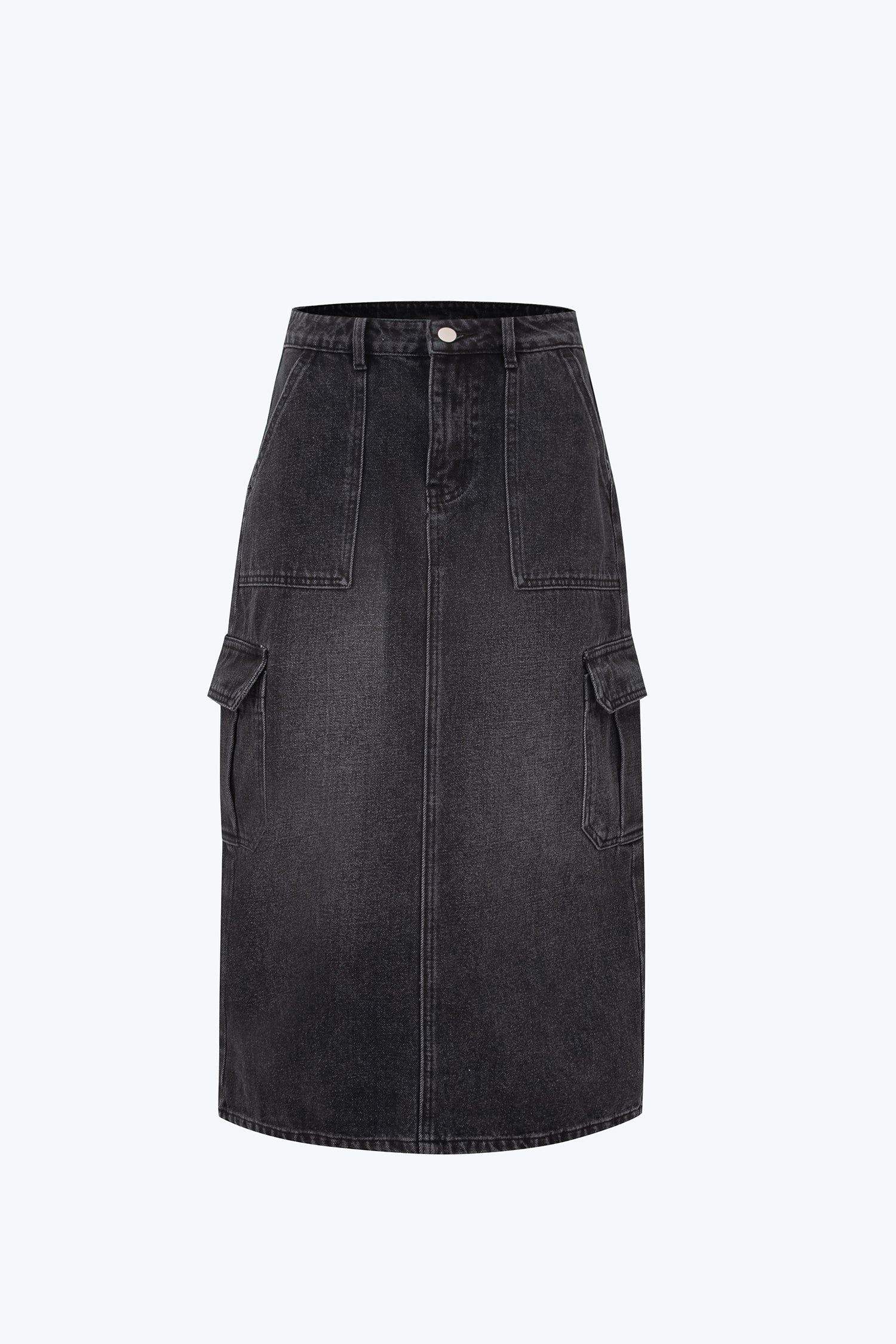 Denim Cargo Skirt - Black [AT]