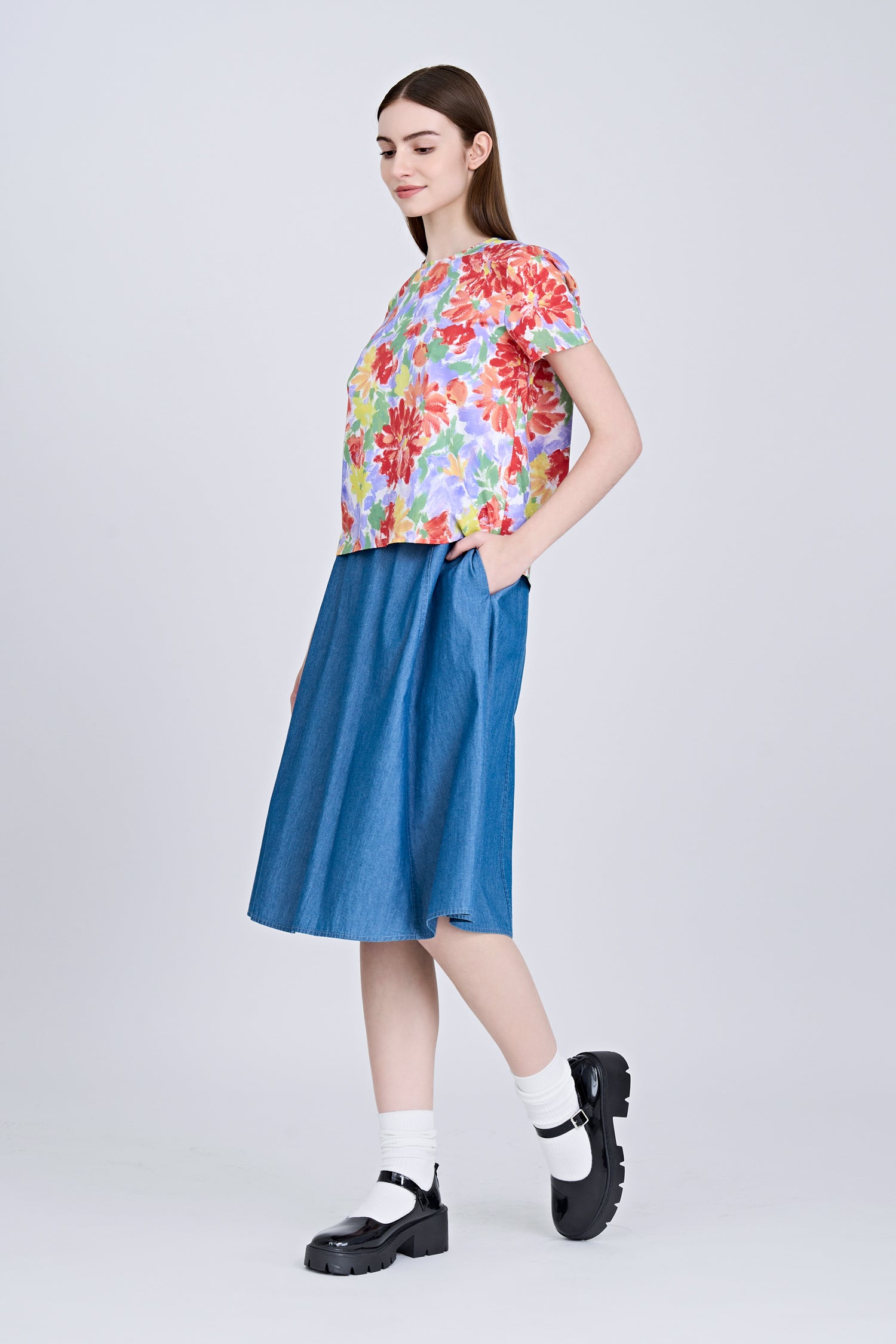 Gathered Skirt - Denim [AT]