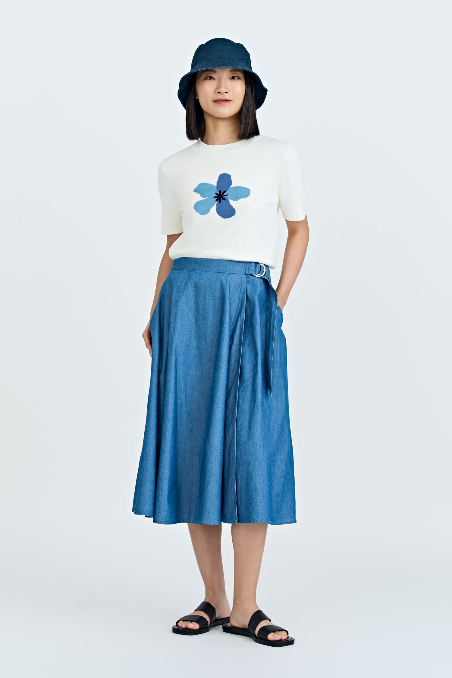Denim D-Rings Skirt - Denim