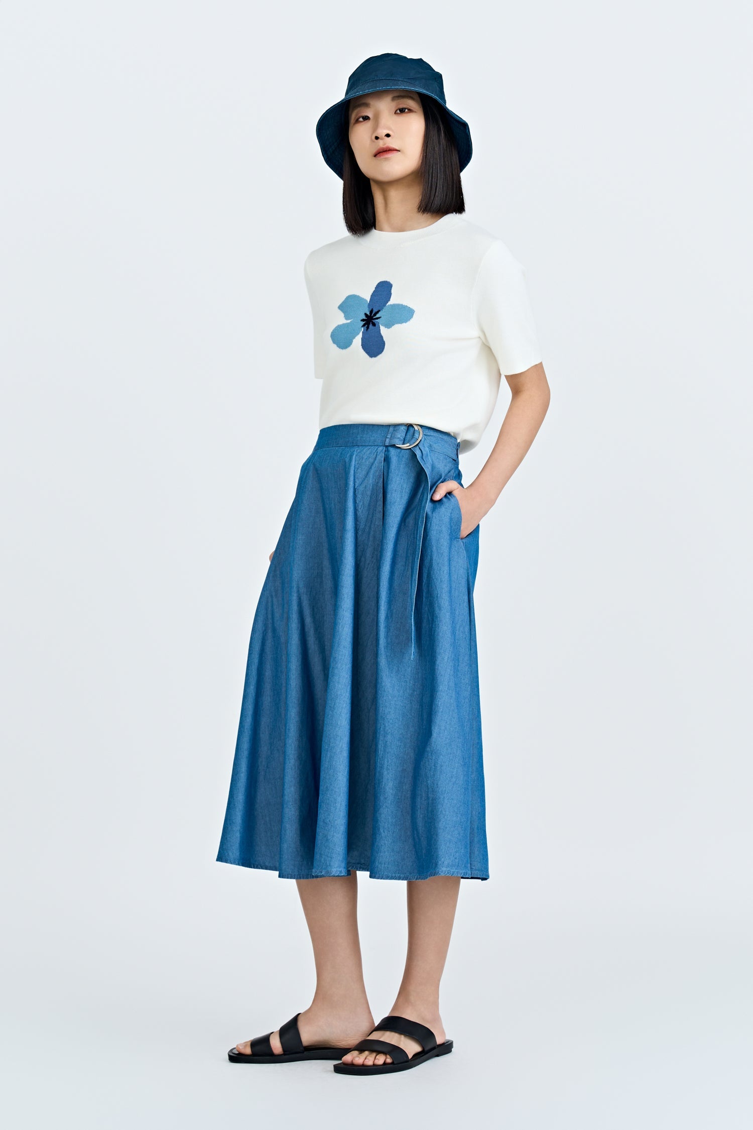 Denim D-Rings Skirt - Denim