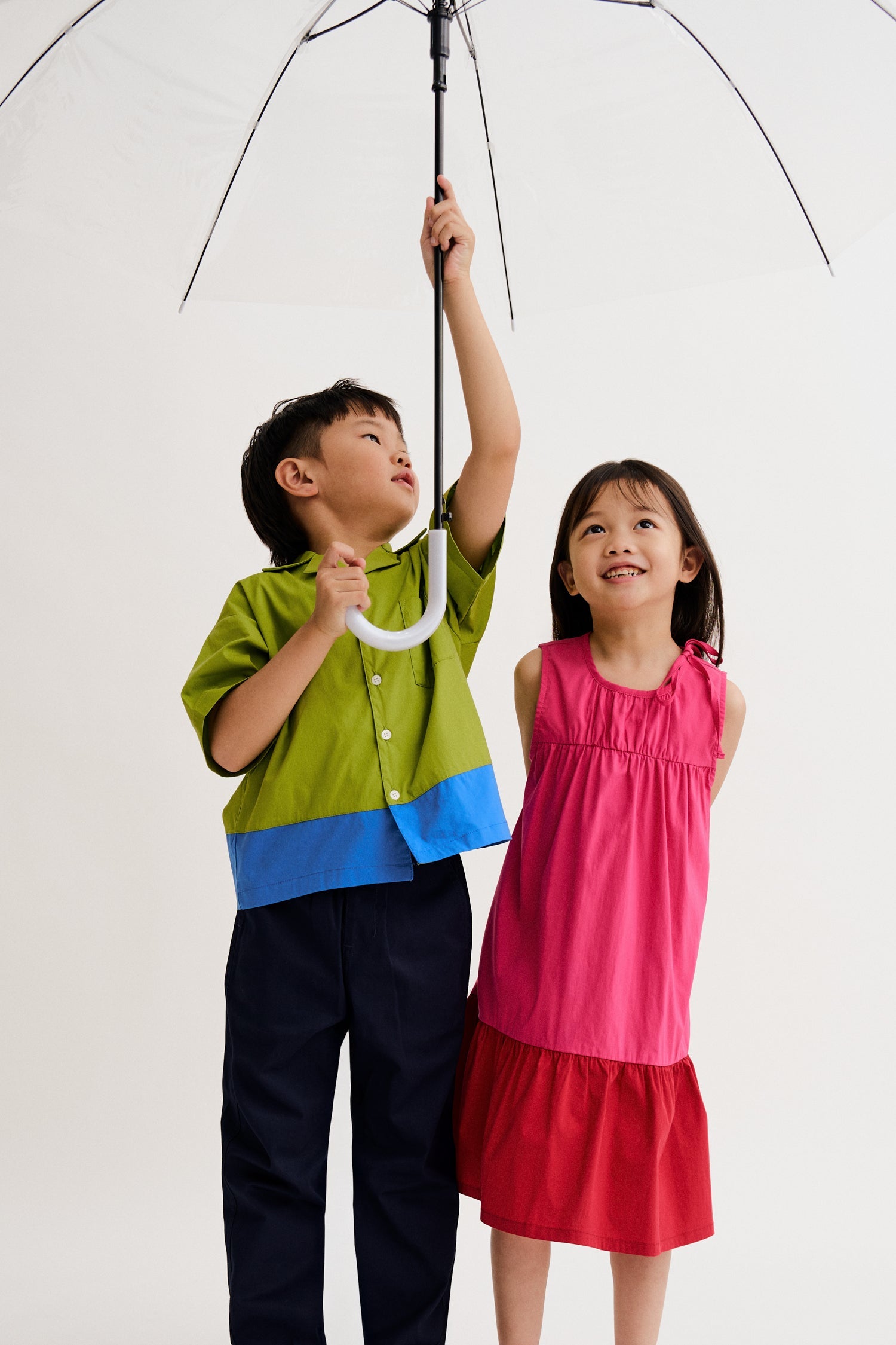 Colour Block Open Collar Shirt - Kiwi [AT]