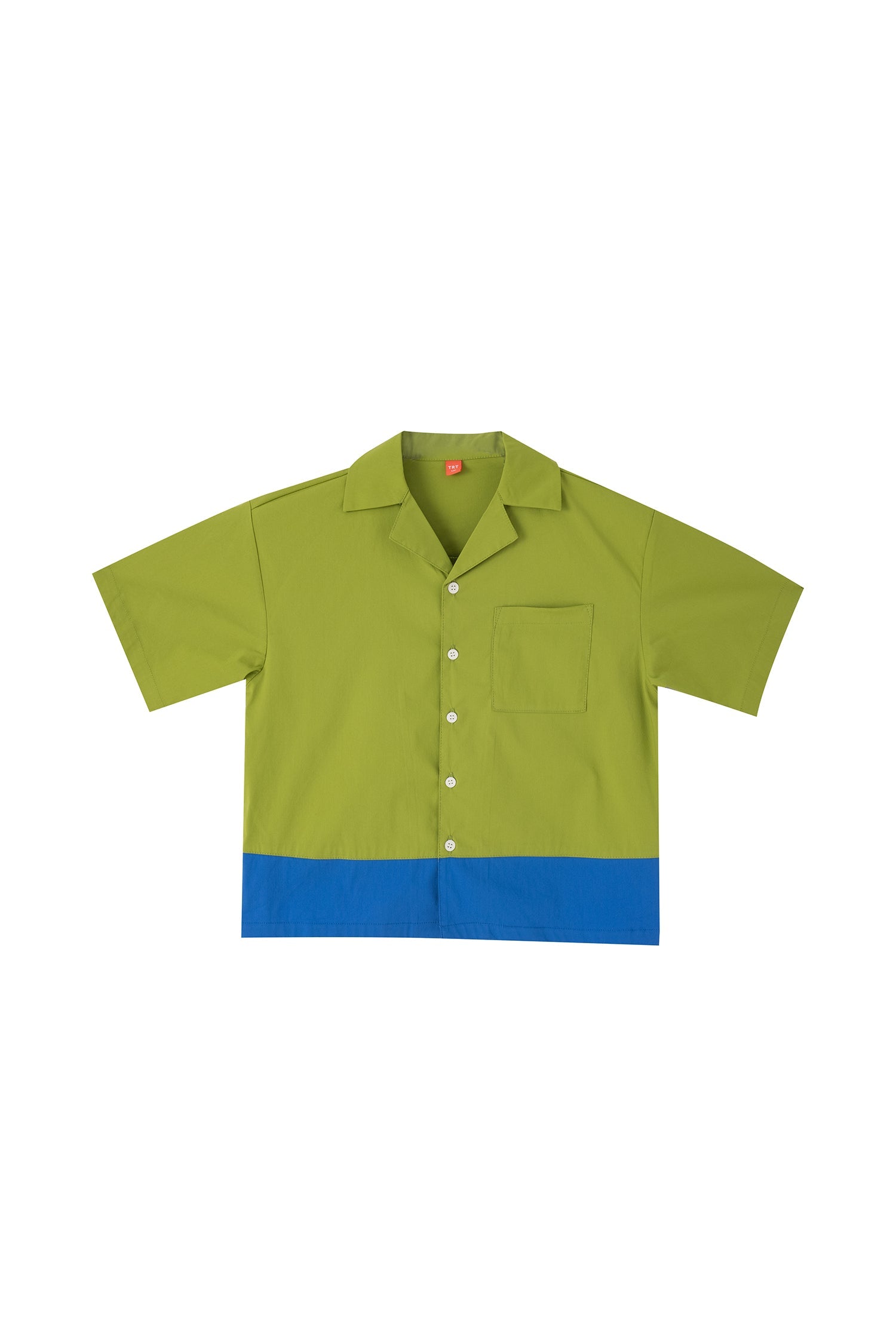 Colour Block Open Collar Shirt - Kiwi [AT]