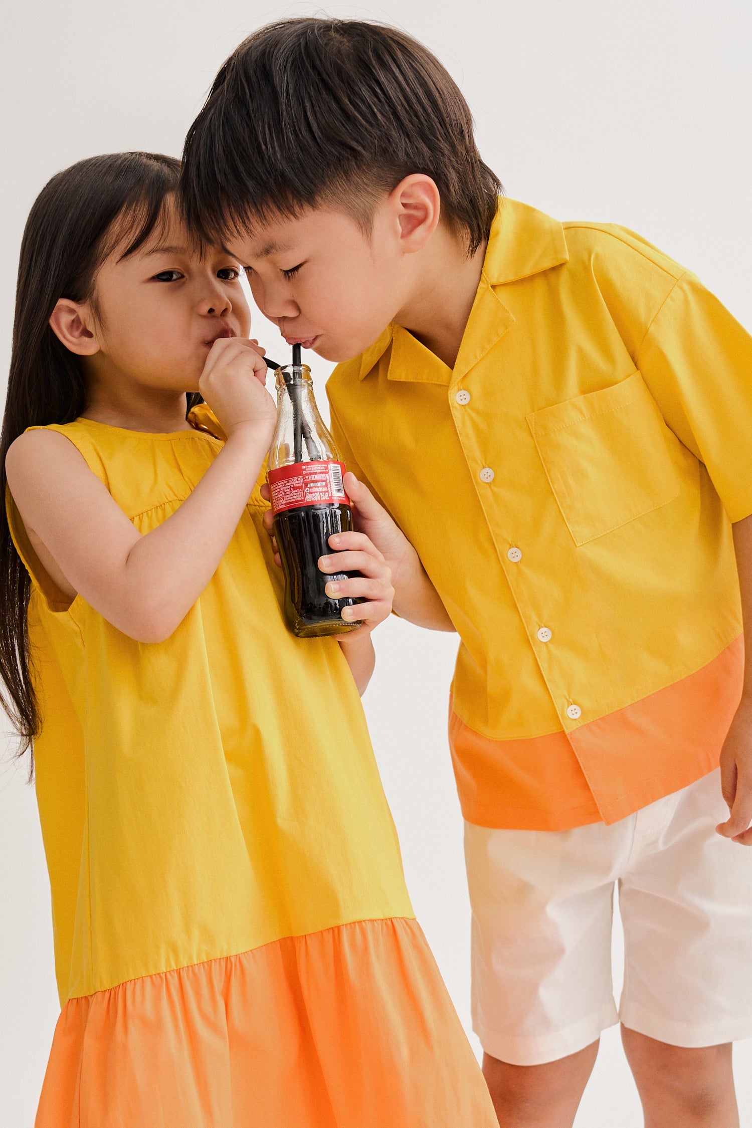 Colour Block Open Collar Shirt - Sunray [AT]