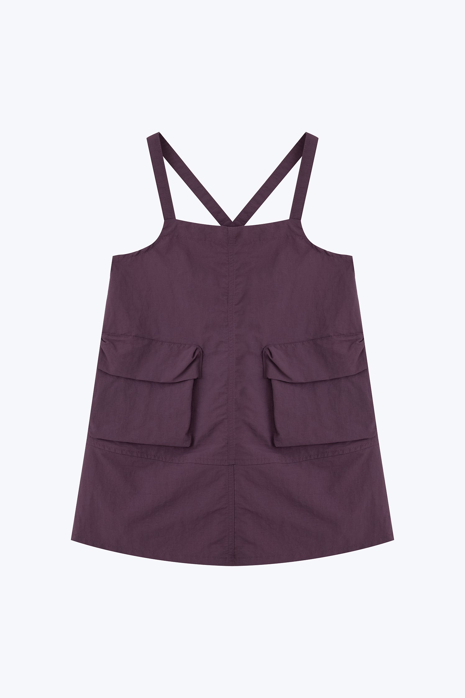 Dungaree Patch Pocket Dress - Plum