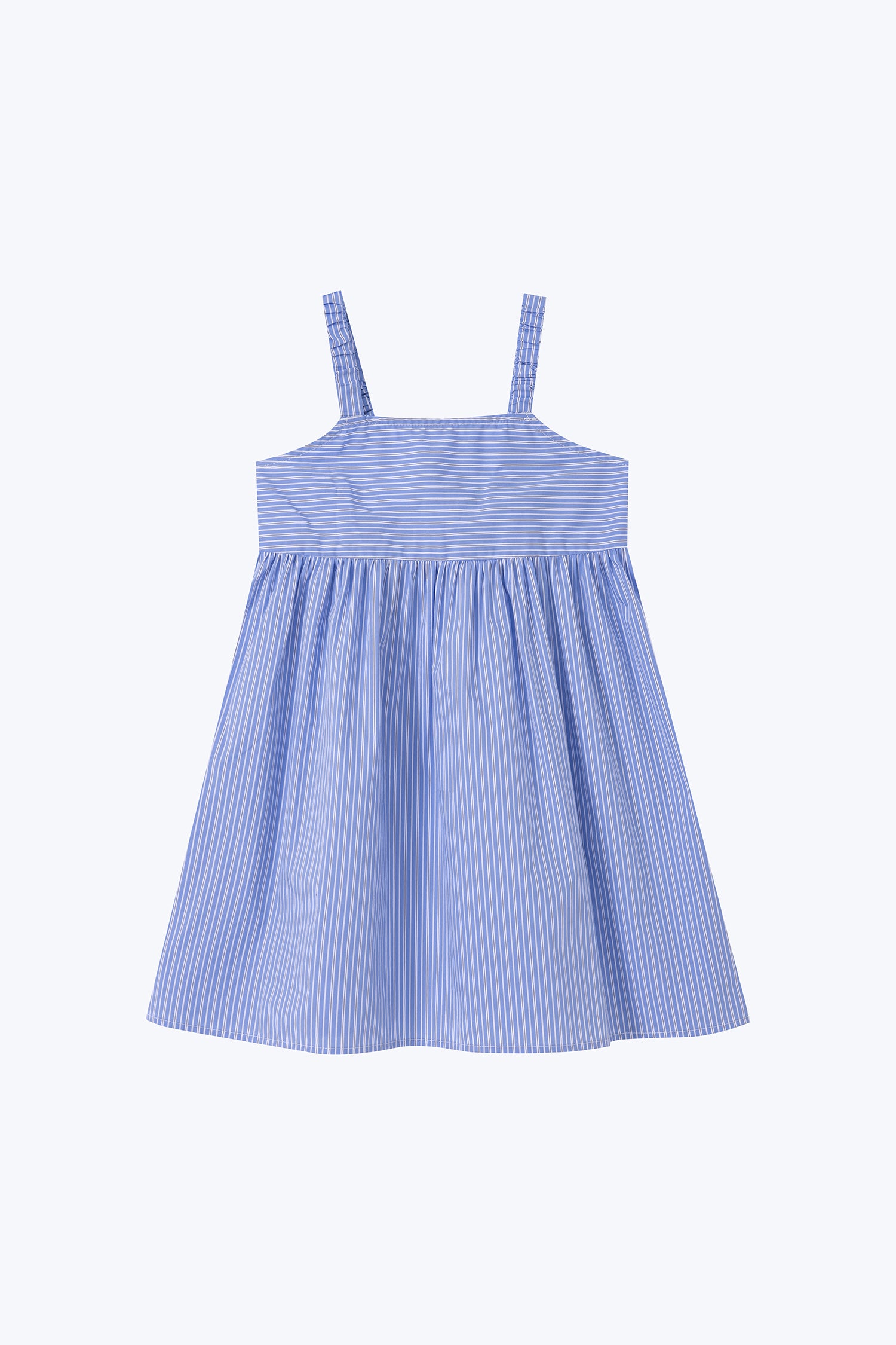 Striped Shoulder Strap Dress - Blue Stripes