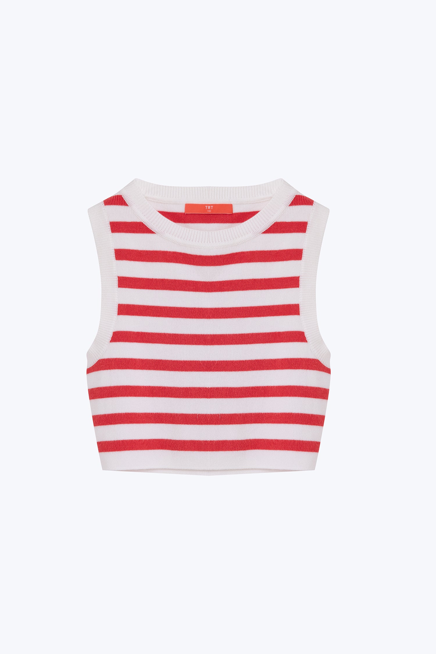 Knitted Sleeveless Crop Top - Coral
