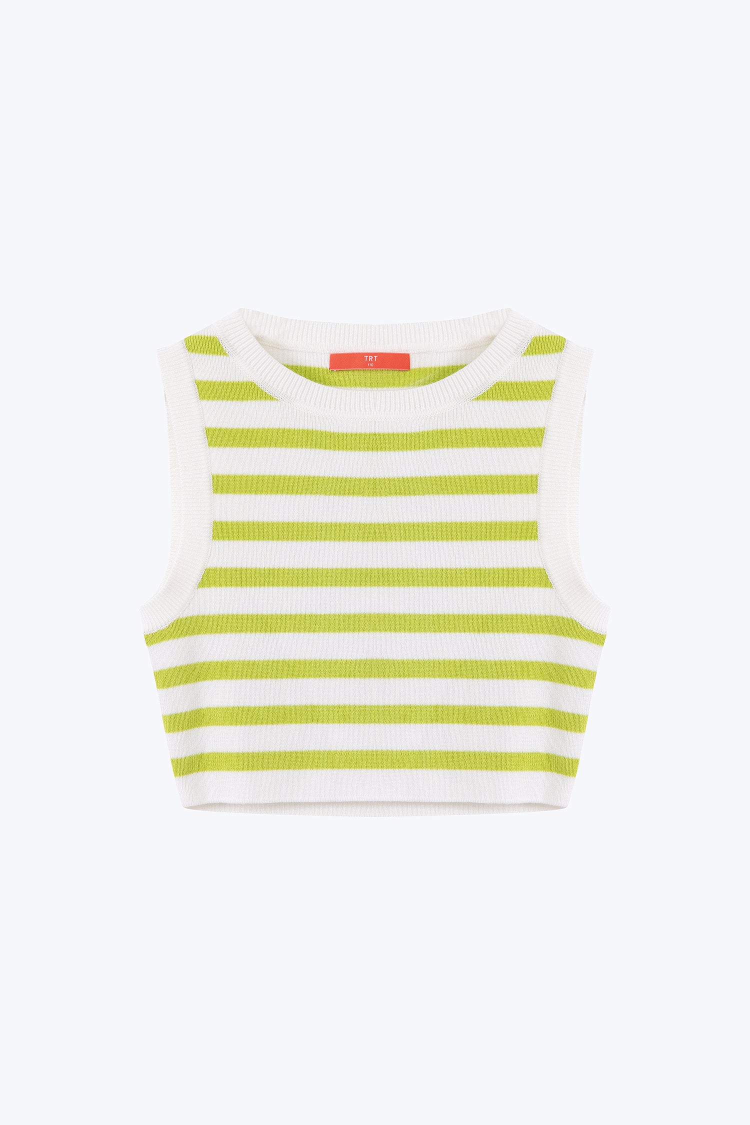 Knitted Sleeveless Crop Top - Lime