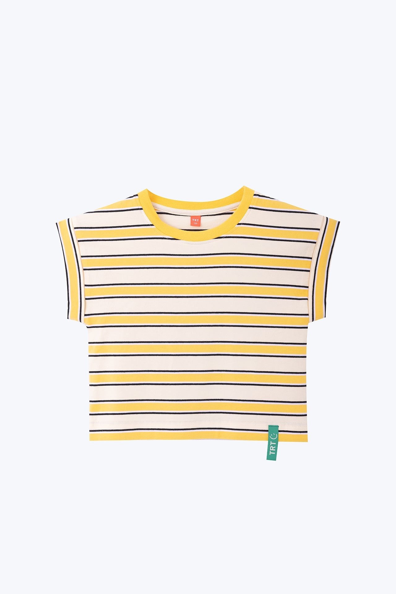 Turned Up Cuff Stripe Tee - Yellow