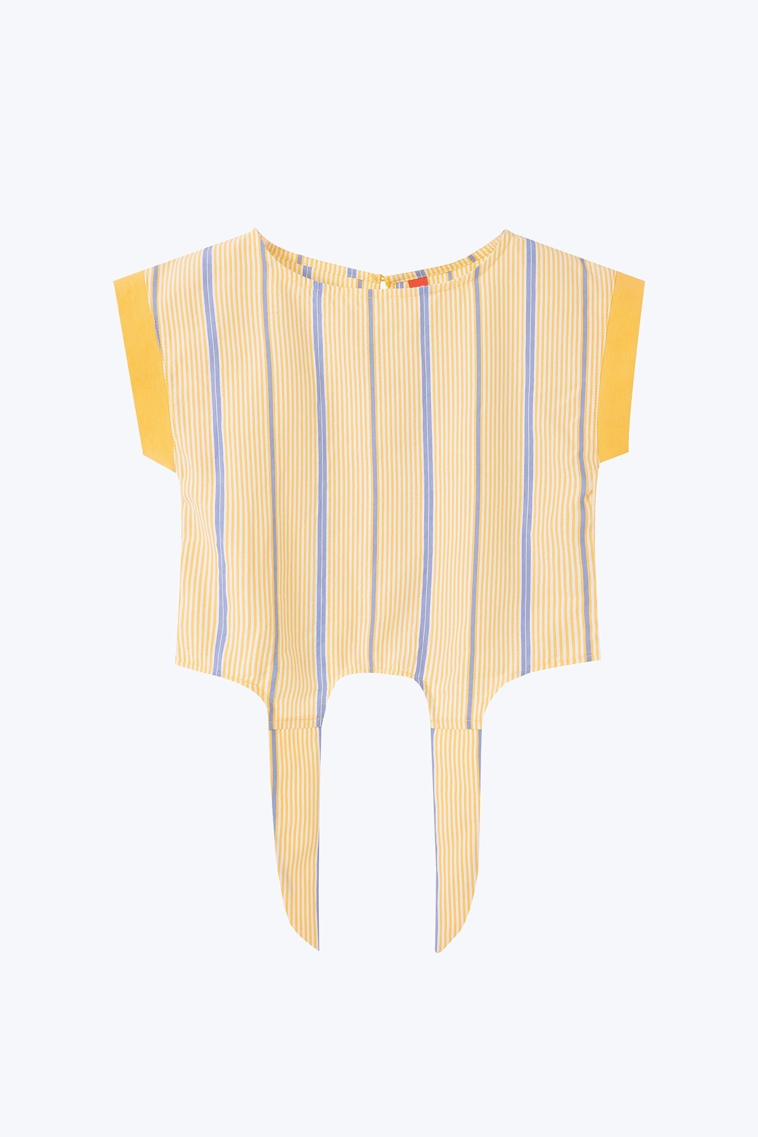 Stripe Tie-Front Tee - Yellow/Blue