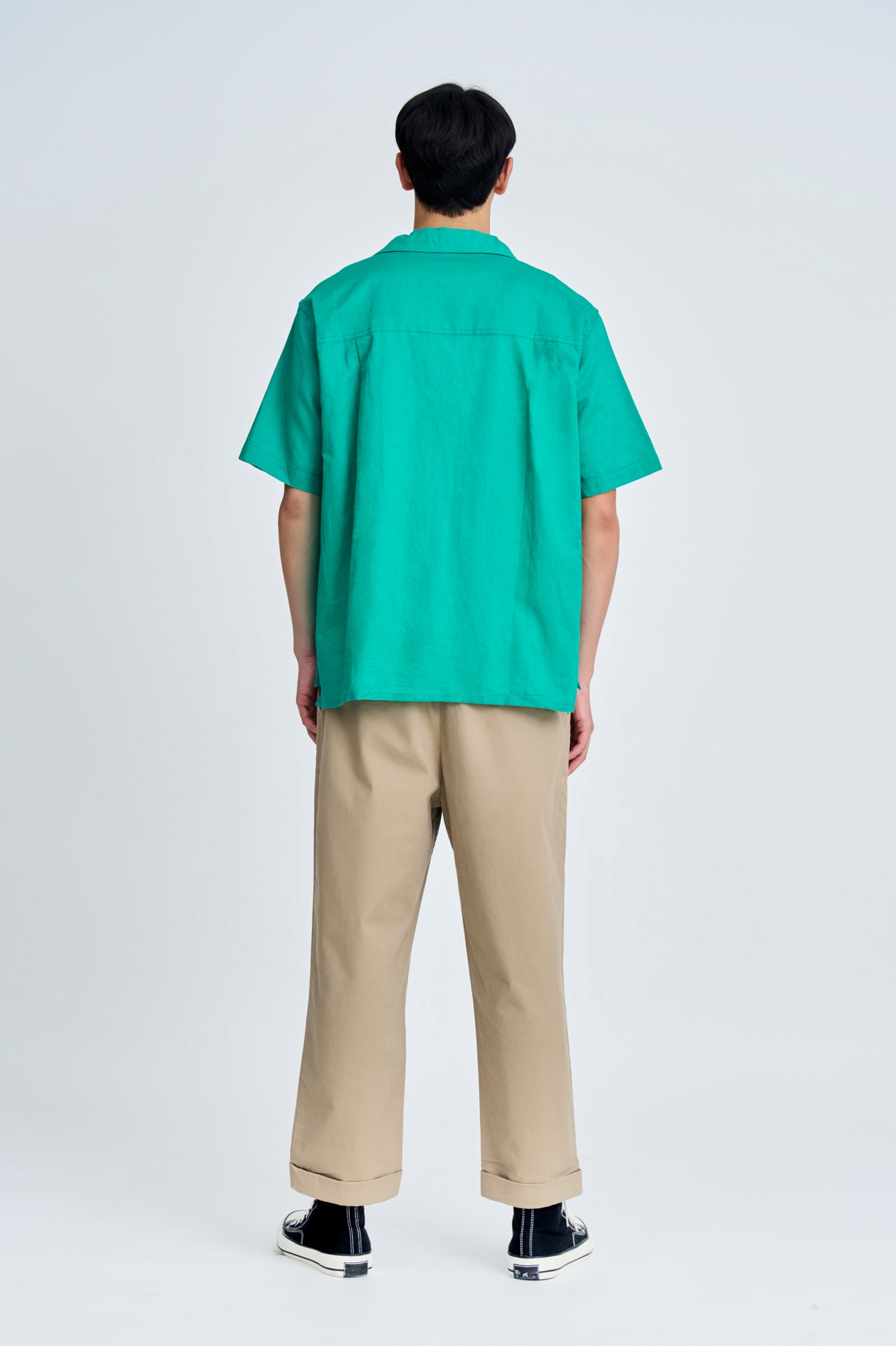 Relaxed-Fit Open Collar Shirt - Forest Green [AT]