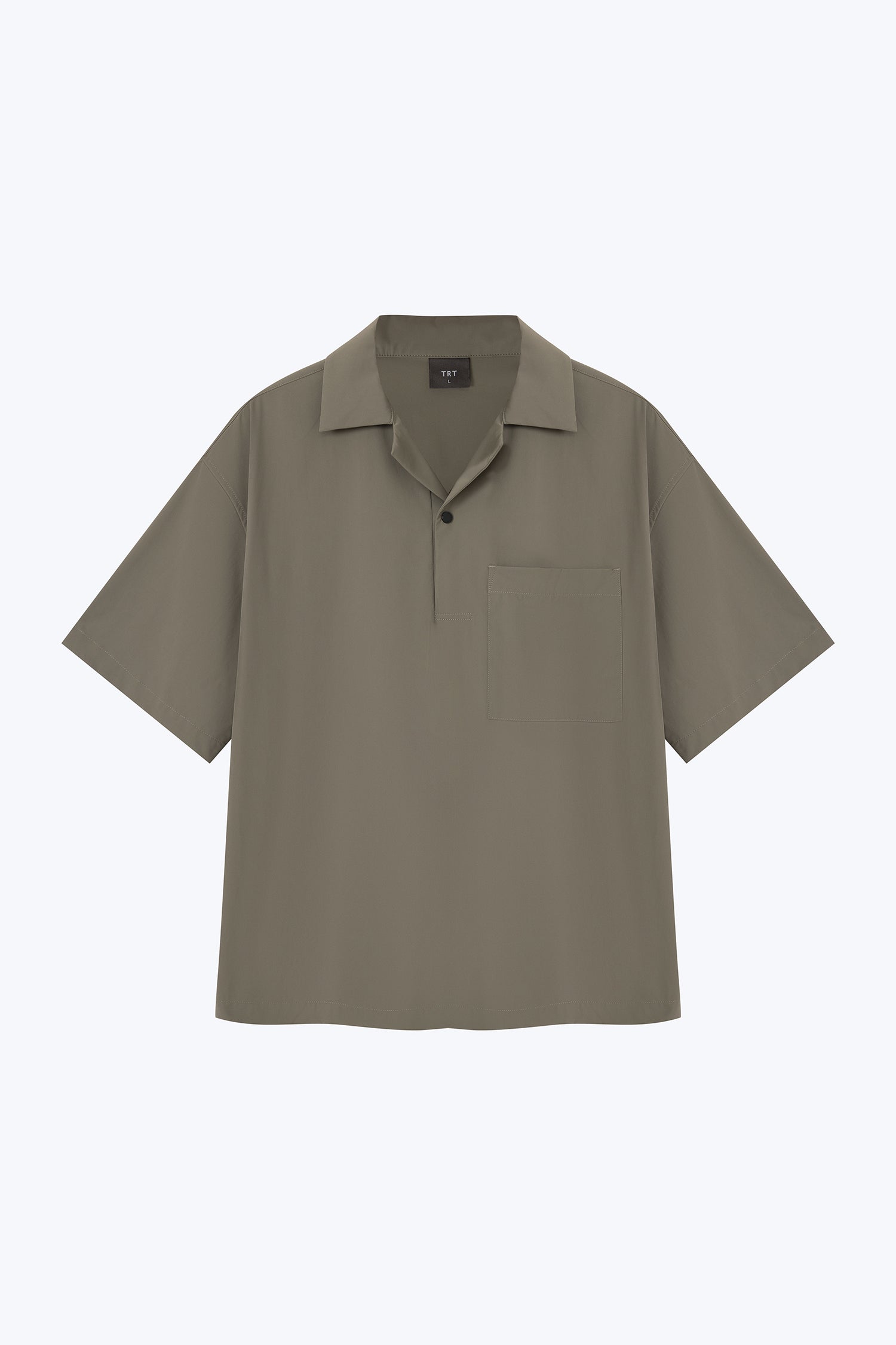 Relaxed Fit Cuban Collar Short Sleeve Shirt - Khaki Green