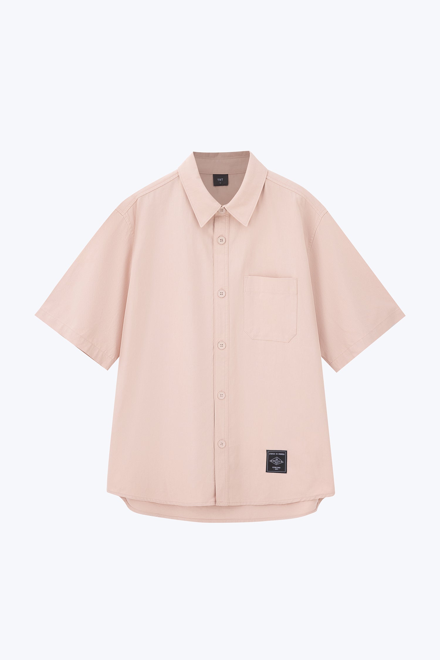 Oversized Shirt With Label At Hem - Blush