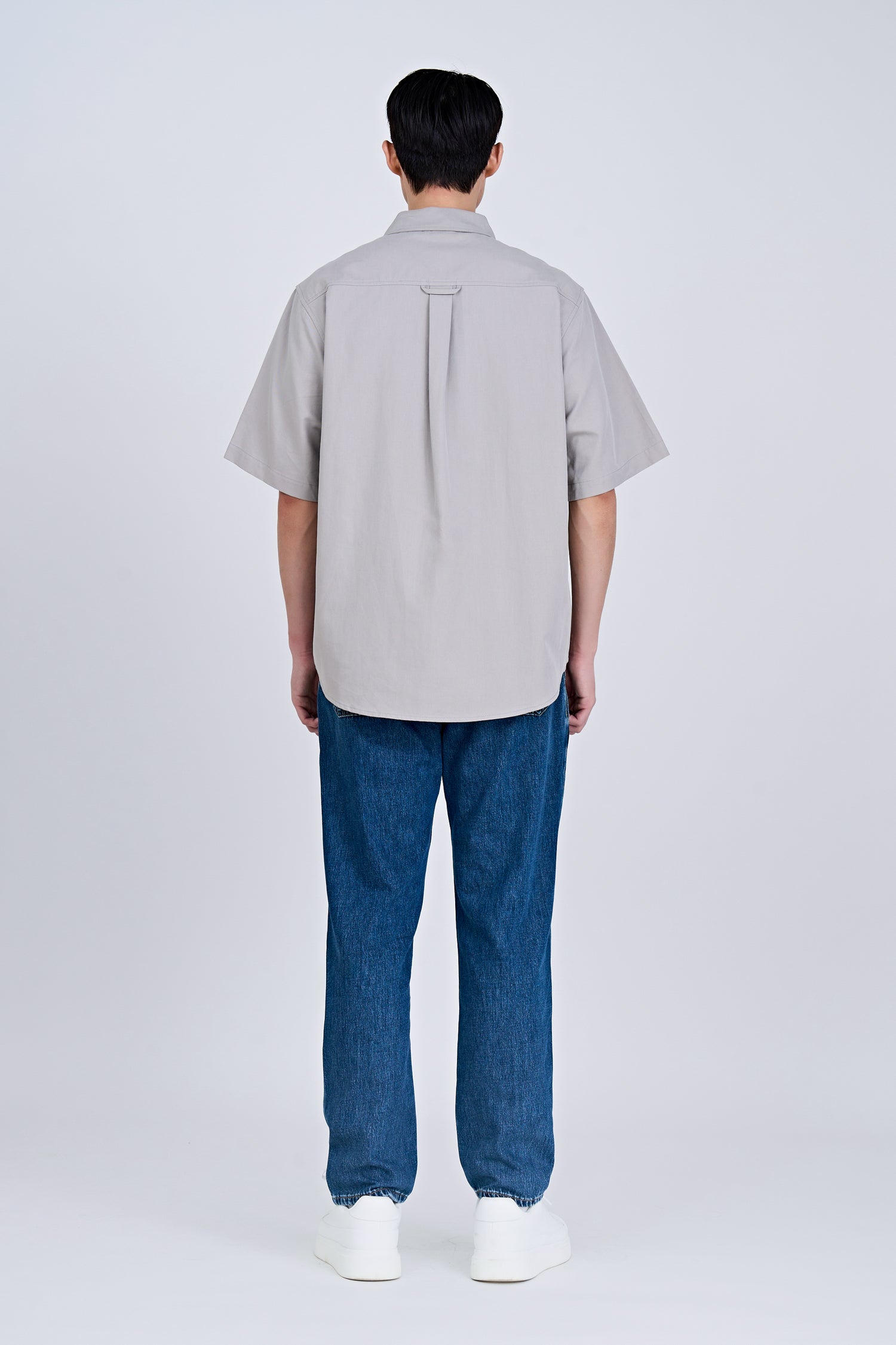 Oversized Shirt With Label At Hem - Silver