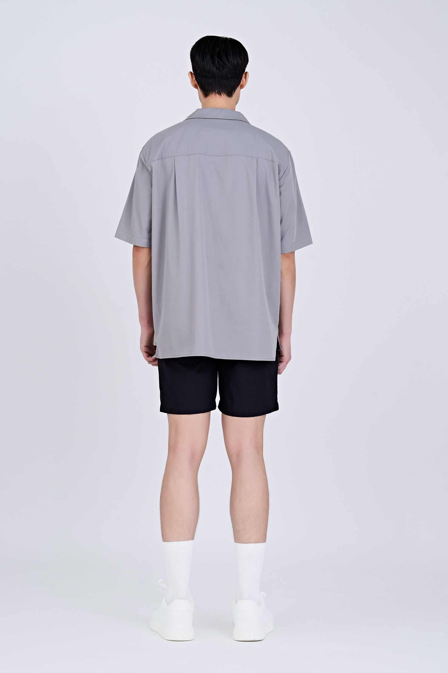 Worker's Pocket Cuban Collar Shirt - Grey [AT]