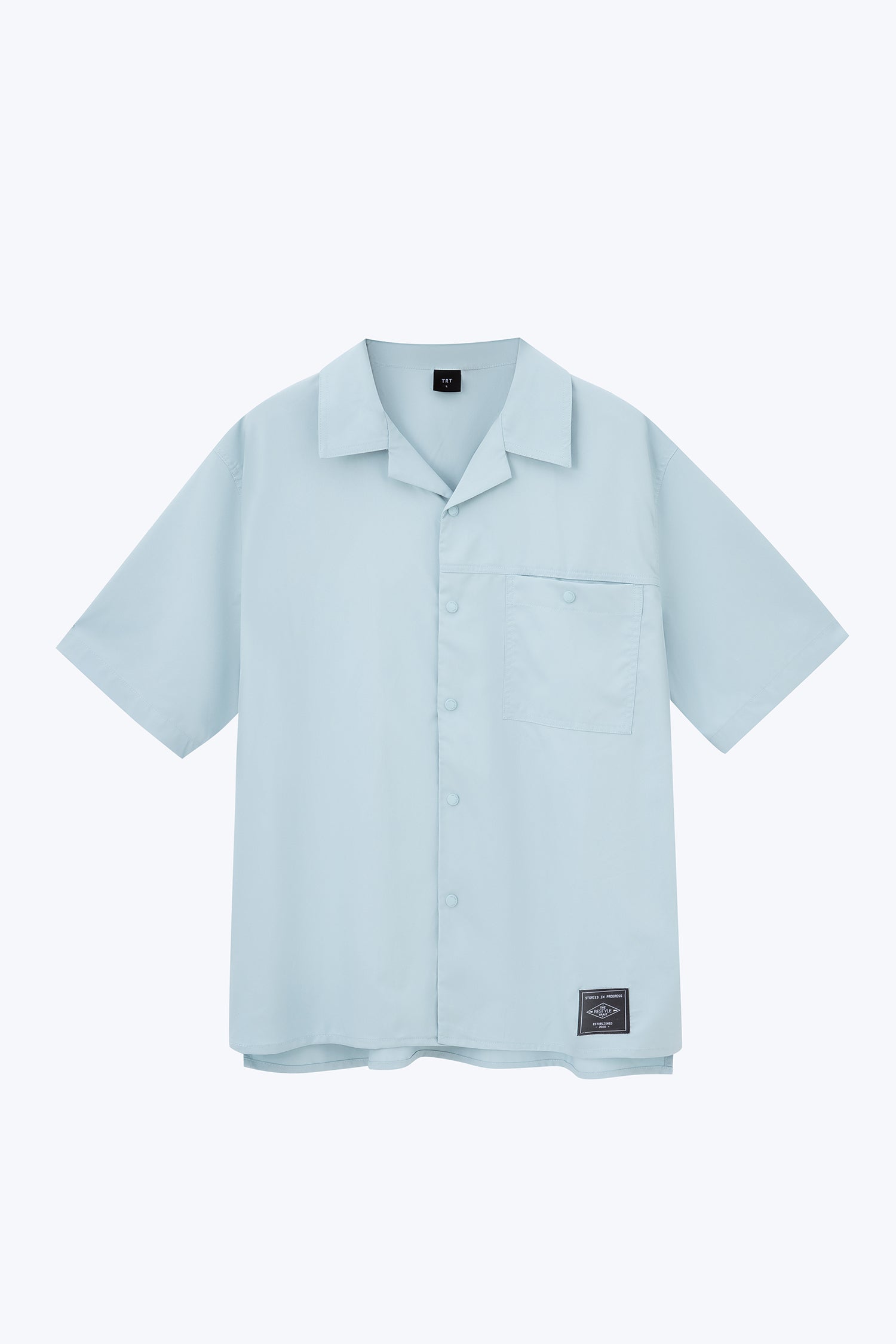 Single Pocket Snap Button Shirt - Dusty Blue