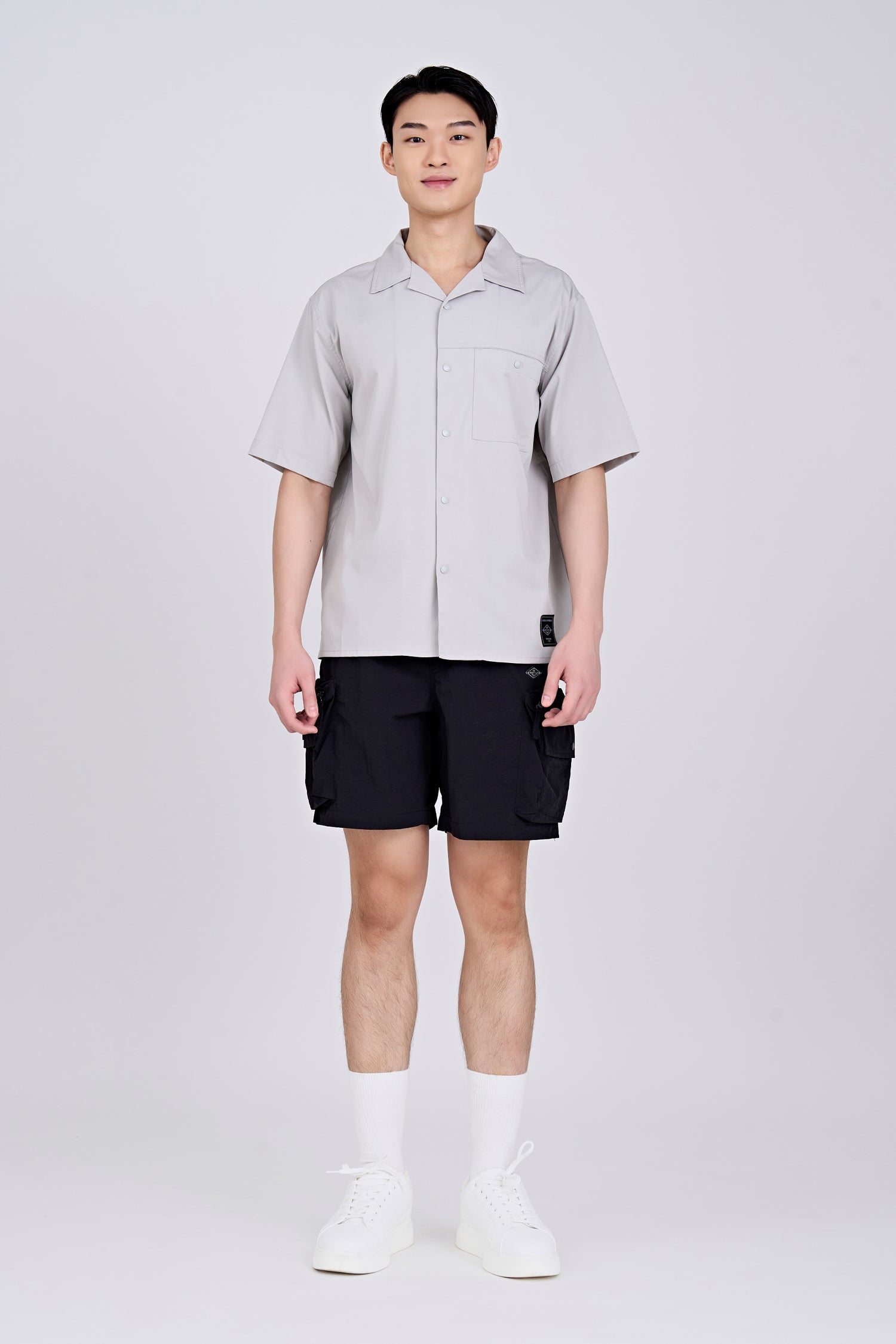 Single Pocket Snap Button Shirt - Silver [AT]