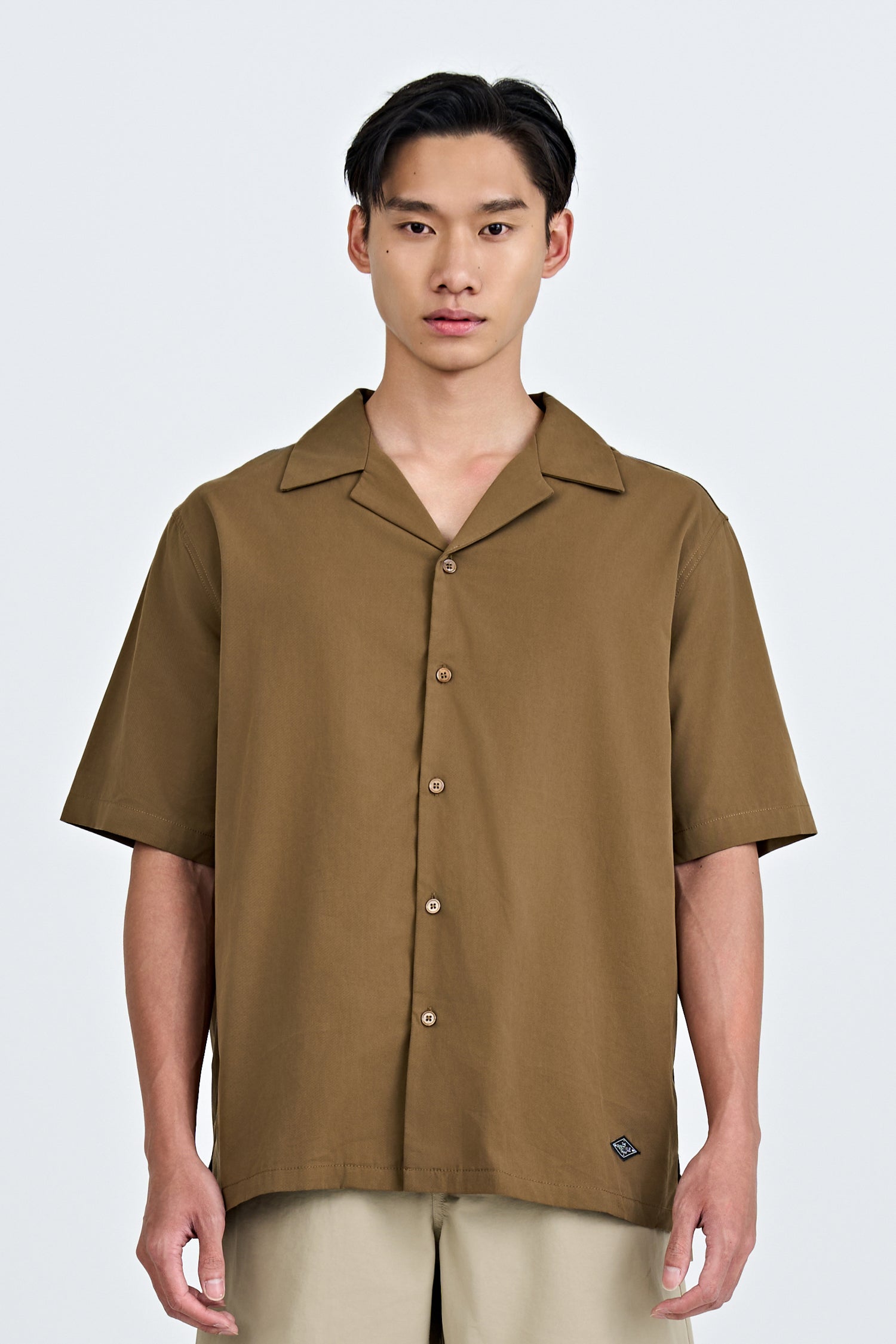 Open Collar Top - Coffee