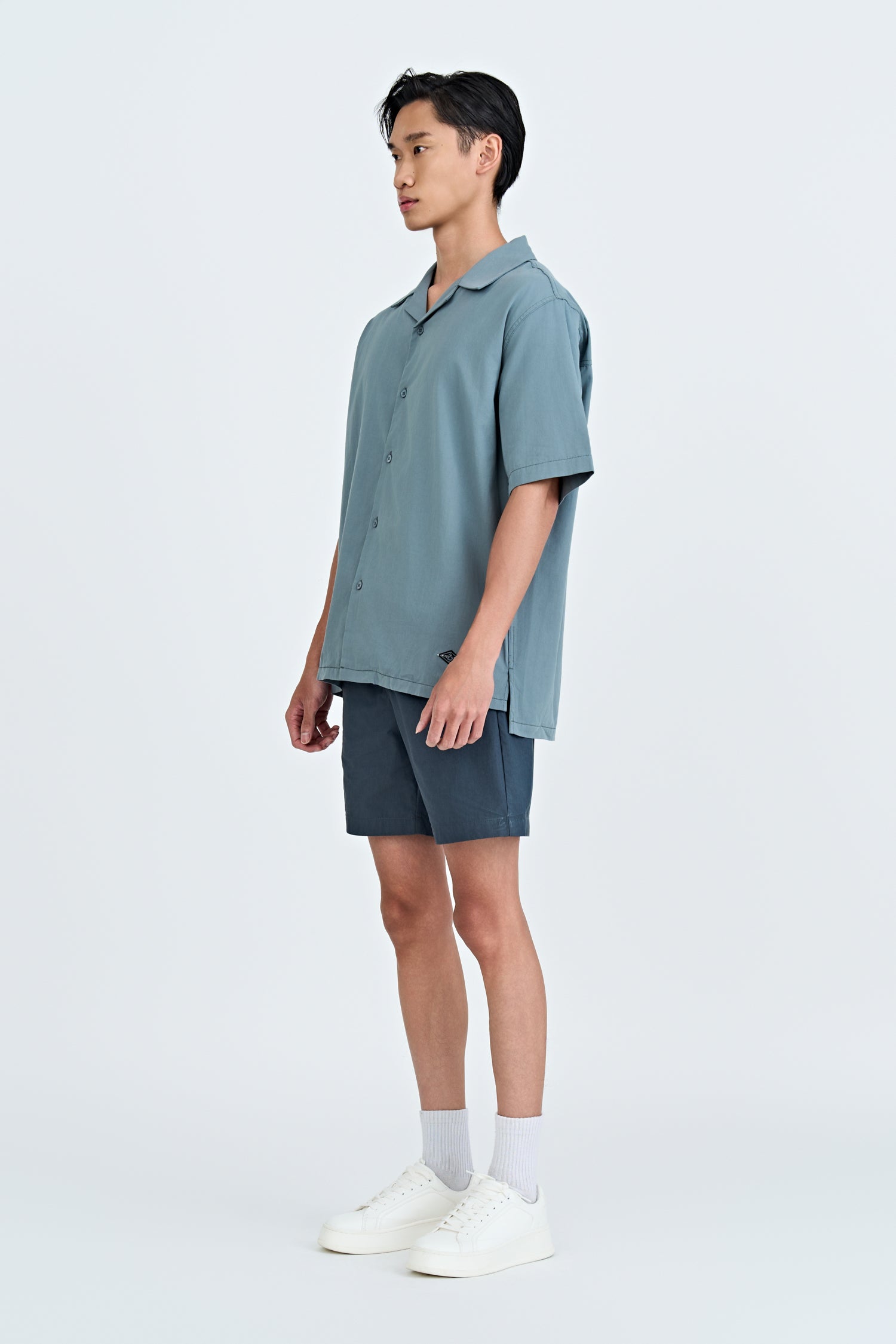 Open Collar Top - Elephant Grey