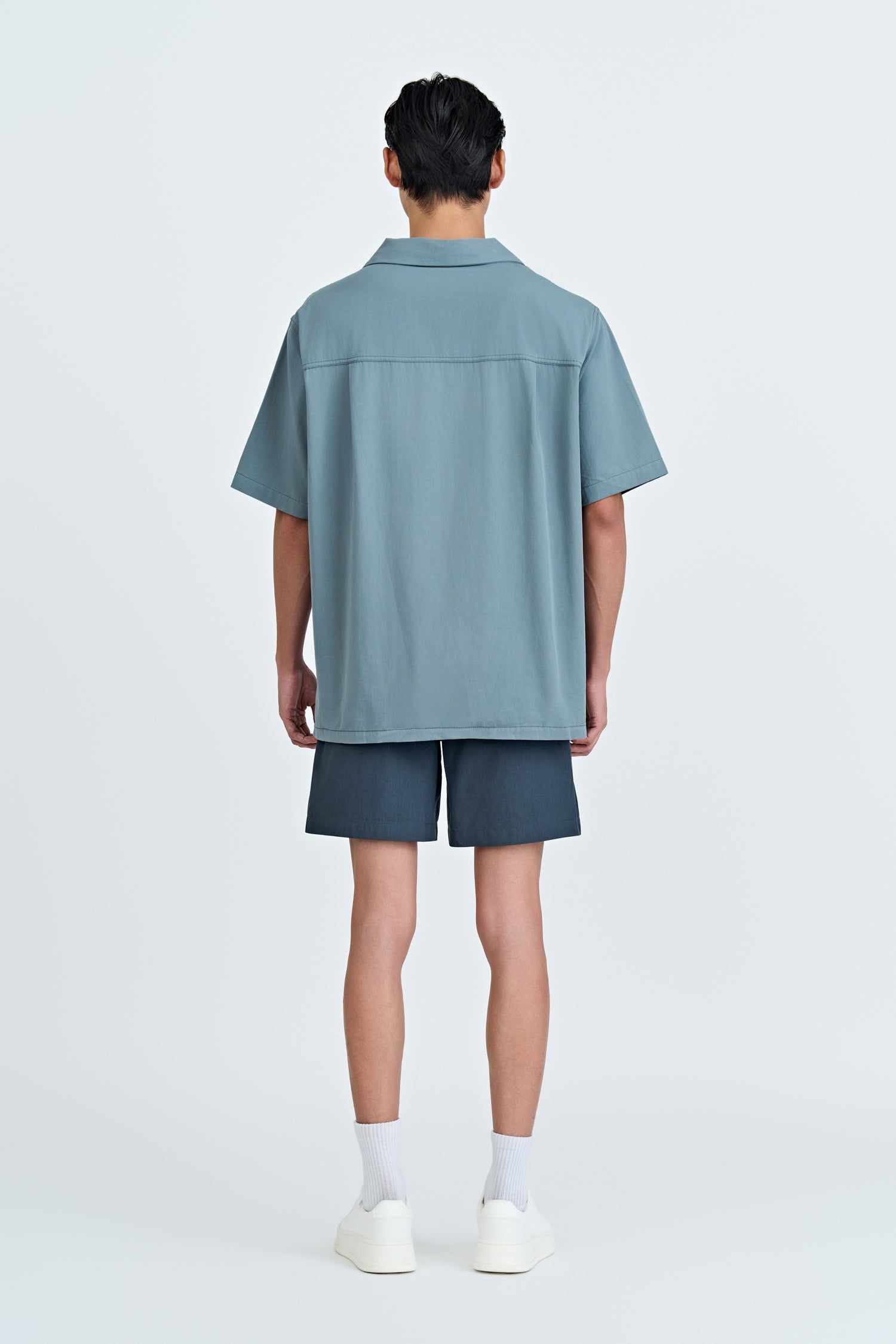 Open Collar Top - Elephant Grey