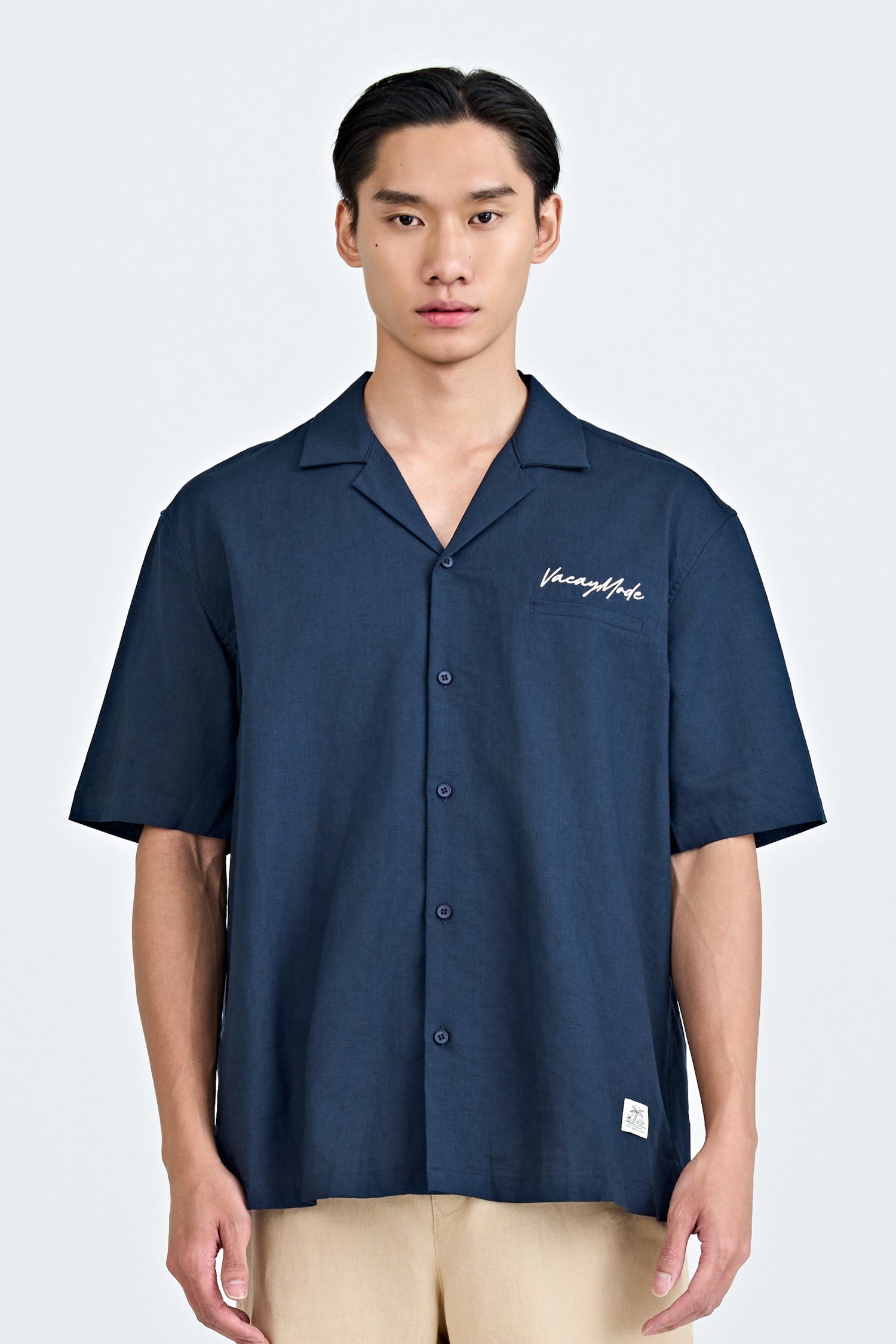 Vacay Mode Cuban Shirt - Navy