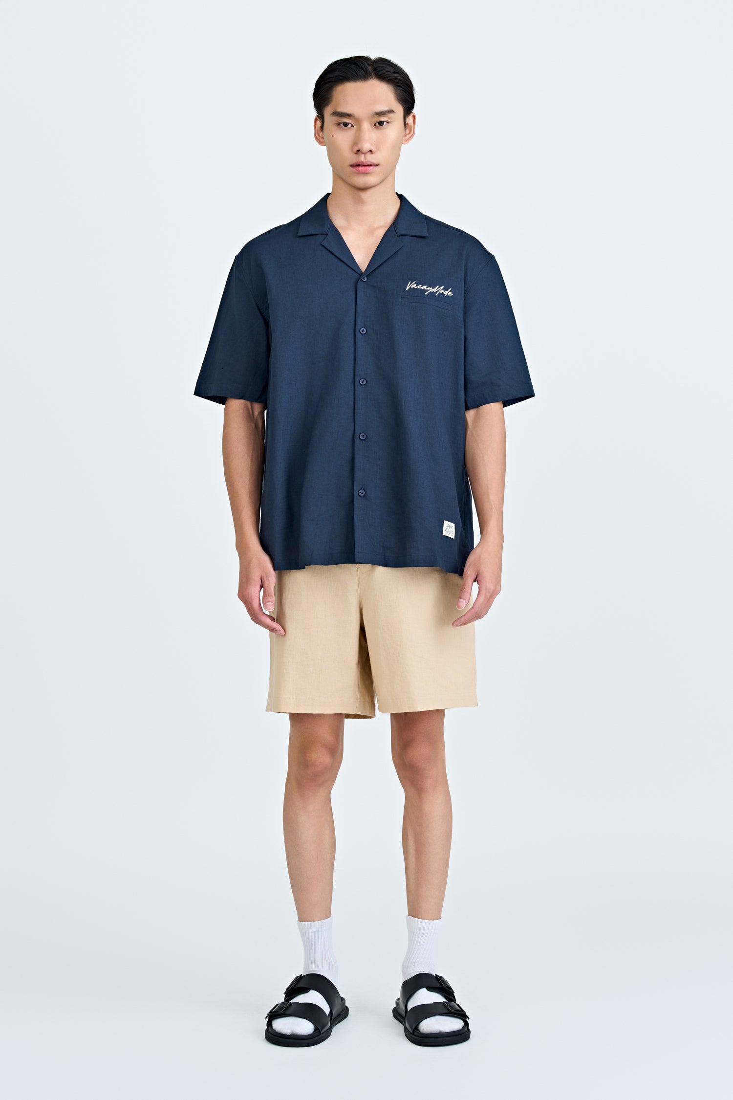 Vacay Mode Cuban Shirt - Navy