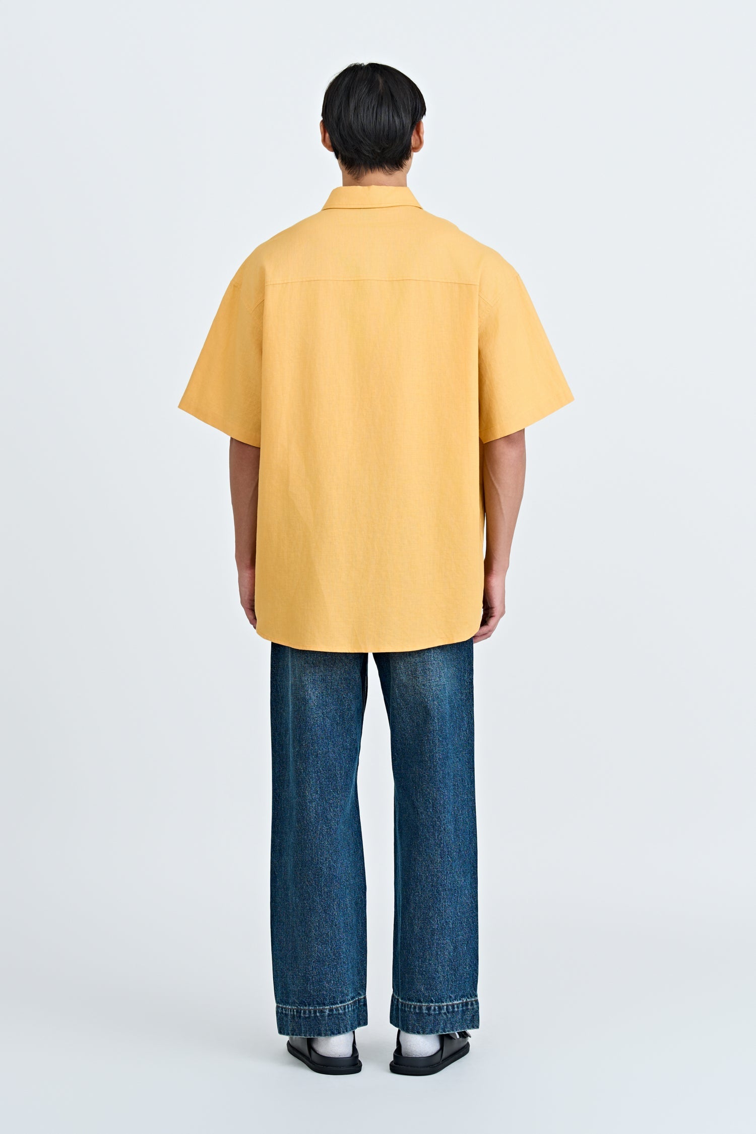 Cotton Linen Button-Up Shirt - Saffron