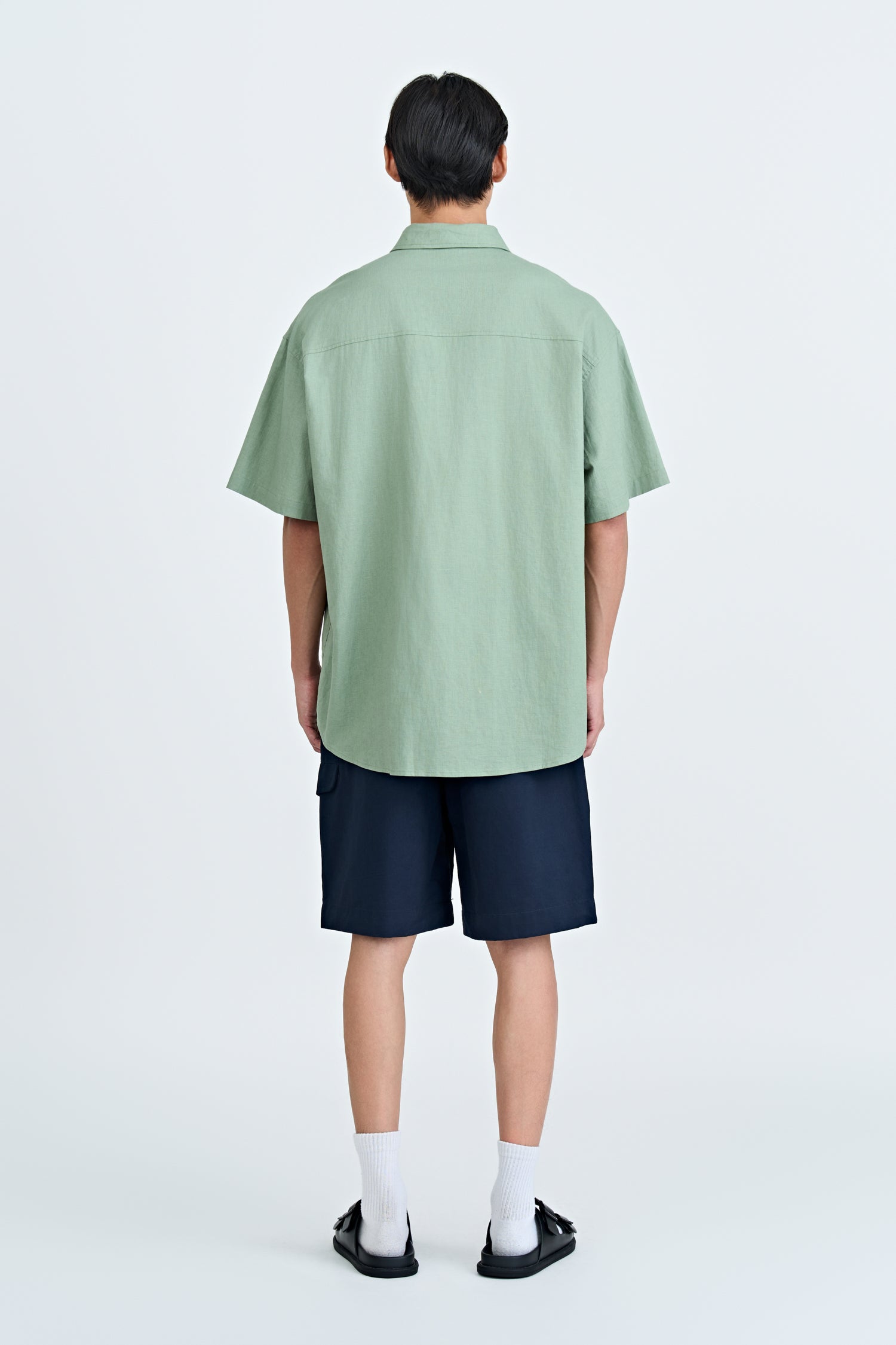 Cotton Linen Button-Up Shirt - Sage