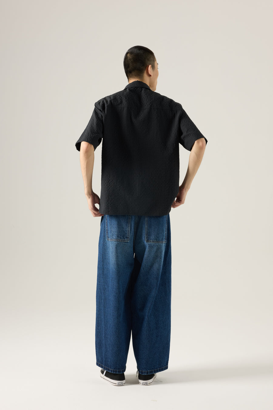 Short Sleeve Checked Shirt - Black