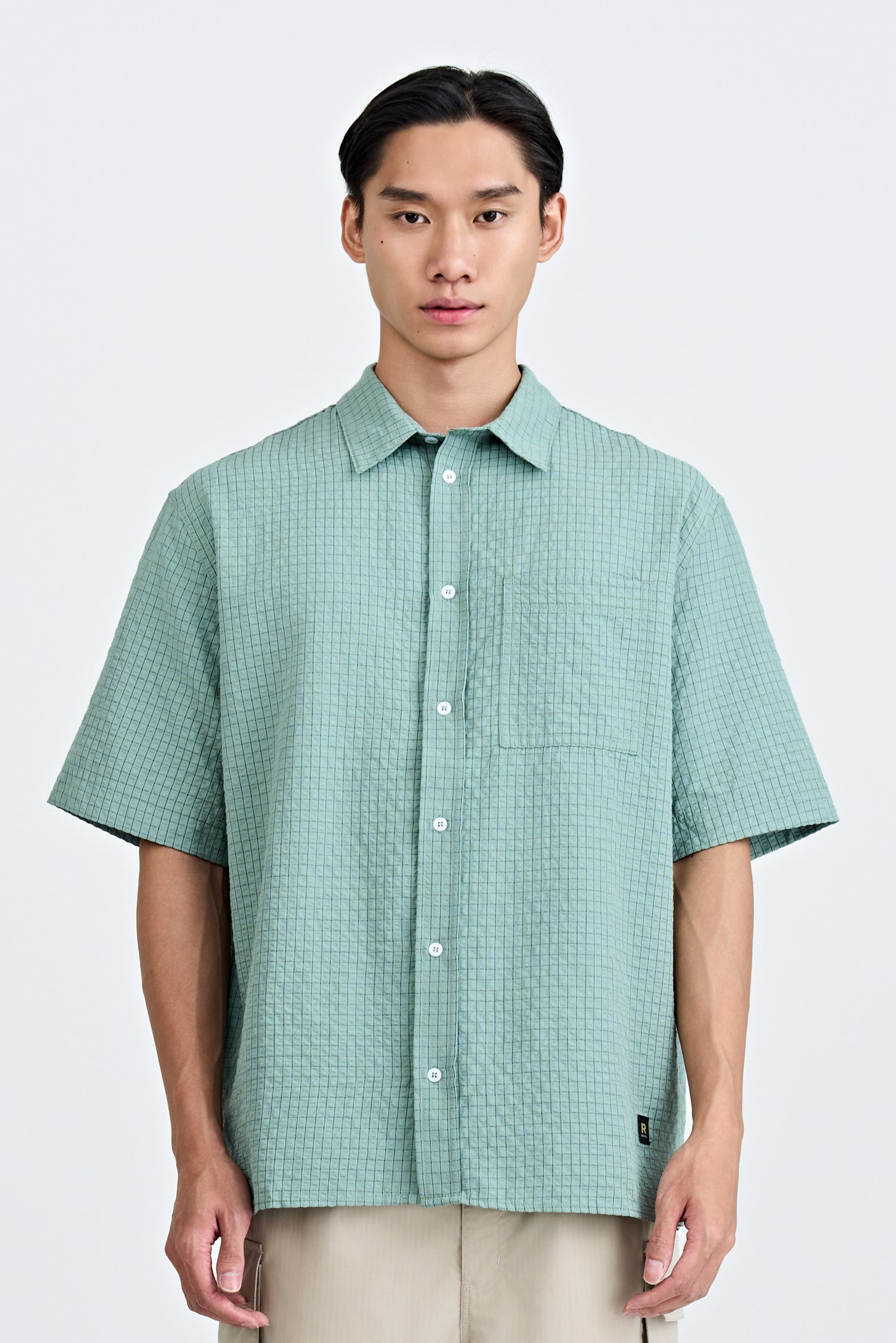 Short Sleeve Checked Shirt - Dark Green