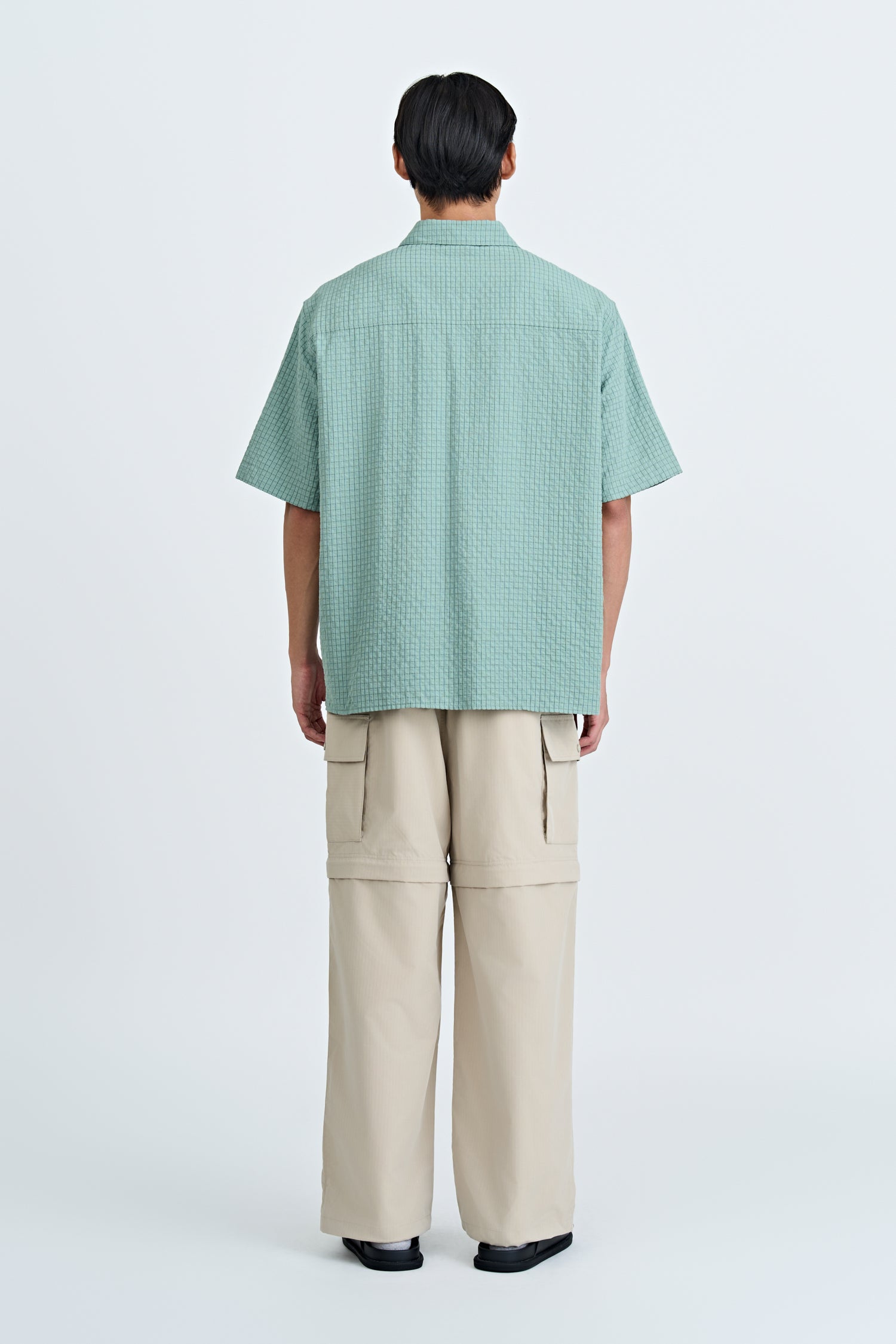 Short Sleeve Checked Shirt - Dark Green